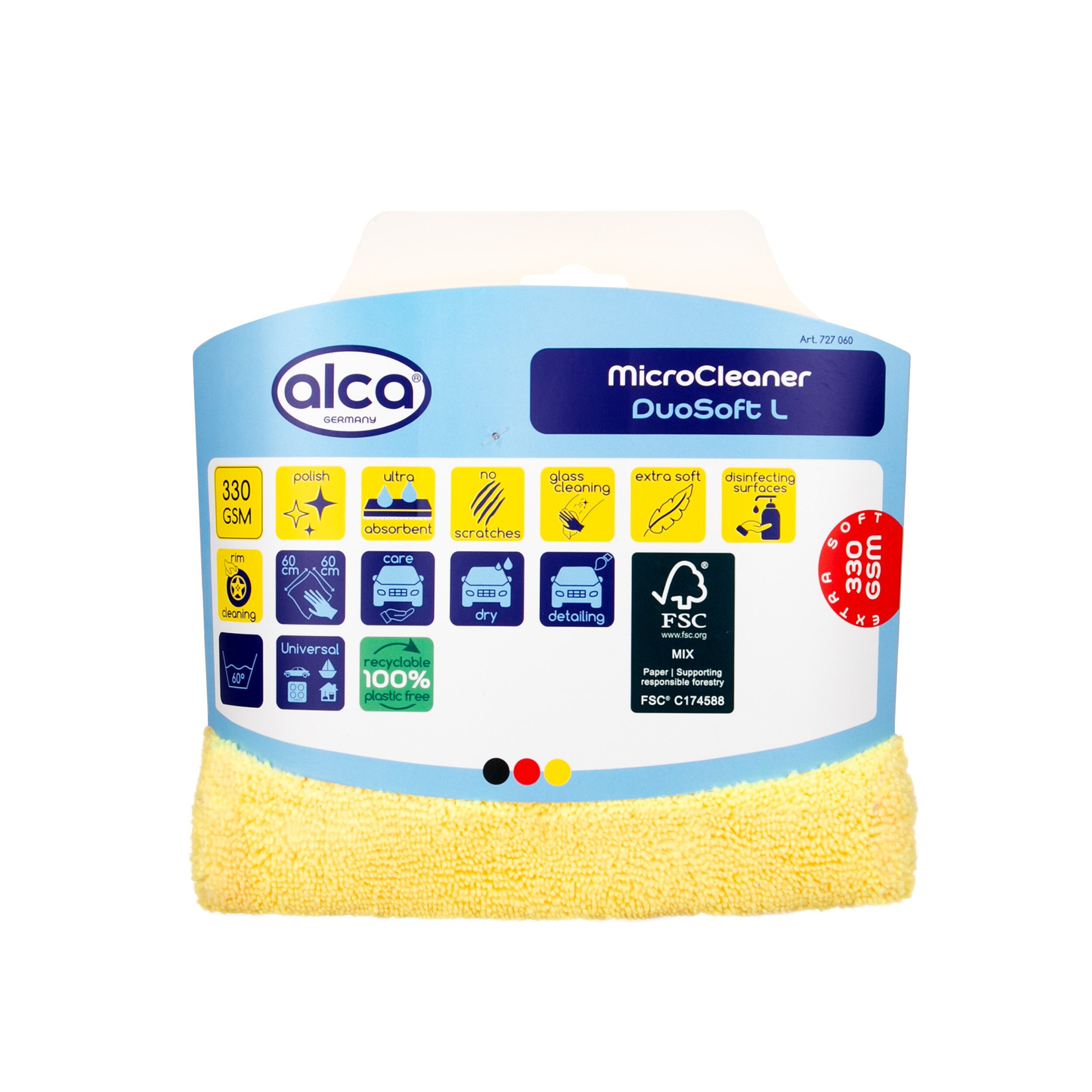 alca Mikrofasertuch 60x60 cm gelb 330 GSM - Allzwecktuch Saugstark Weich Mikrofasertuch (87% Polyester, 13% Polyamid, 60, 1-tlg)