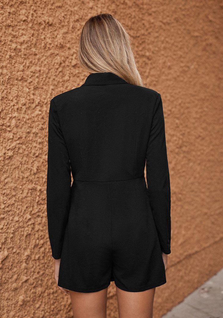 Cupshe Jumpsuit Shorts Langarm Blazer Kragen