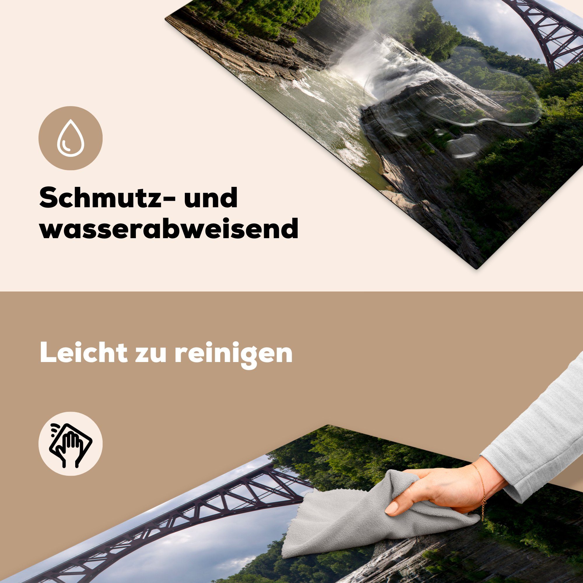 MuchoWow Herdblende-/Abdeckplatte Amerika - cm, für tlg), Induktionskochfeld Wasserfall (1 Brücke, - küche, Ceranfeldabdeckung Schutz 81x52 Vinyl, die