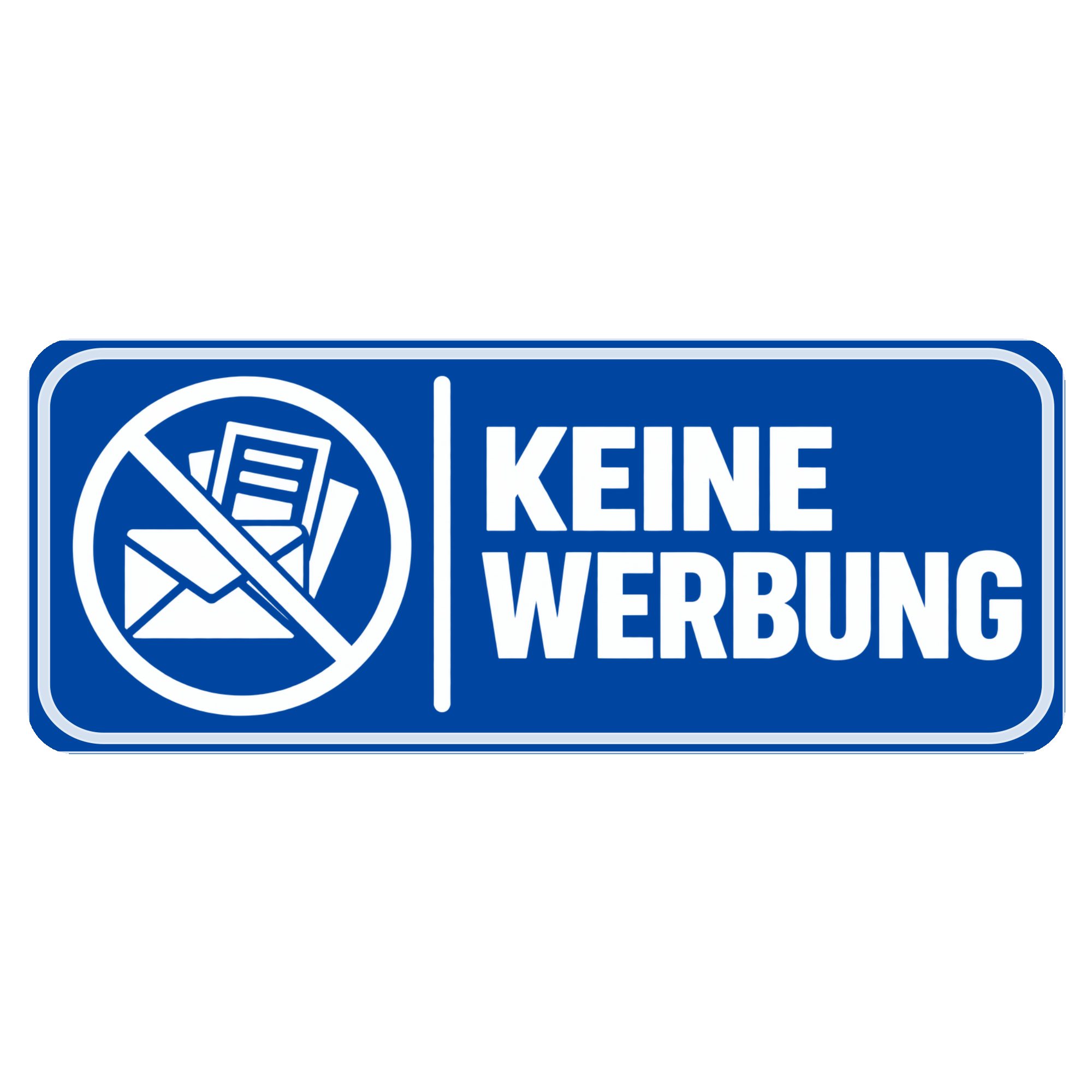 Nomiro Hinweisschild NOMIRO Hinweisschild Türschild Keine Werbung 15x6 cm - Kunststoff blau, (1 St), selbstklebend, lasergraviert