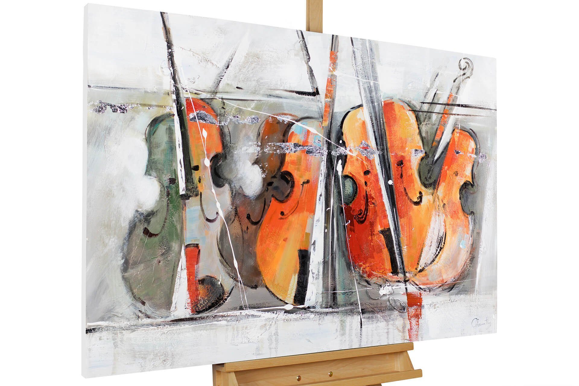KUNSTLOFT Gemälde Quartett Wandbild cm, der HANDGEMALT Geigen Leinwandbild 120x80 Wohnzimmer 100