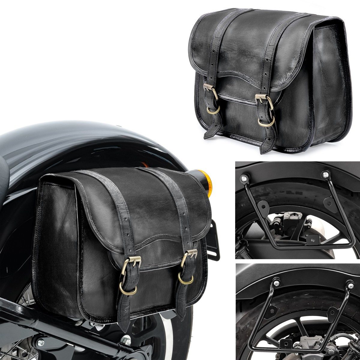Craftride Koffer Set 2x Satteltaschen mit Halter passend für Honda Rebel 500 CMX 17-25