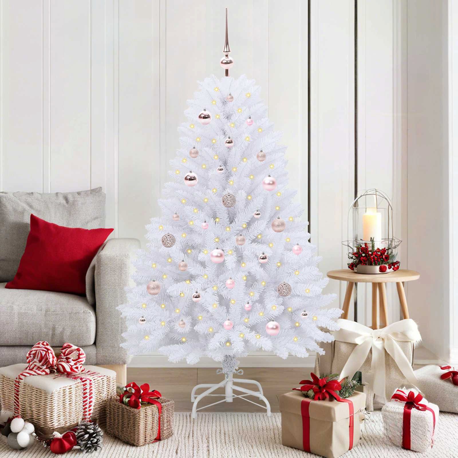 vidaXL Künstlicher Weihnachtsbaum Künstlicher klappbarer Weihnachtsbaum Weiß 150 cm PVC und Stahl