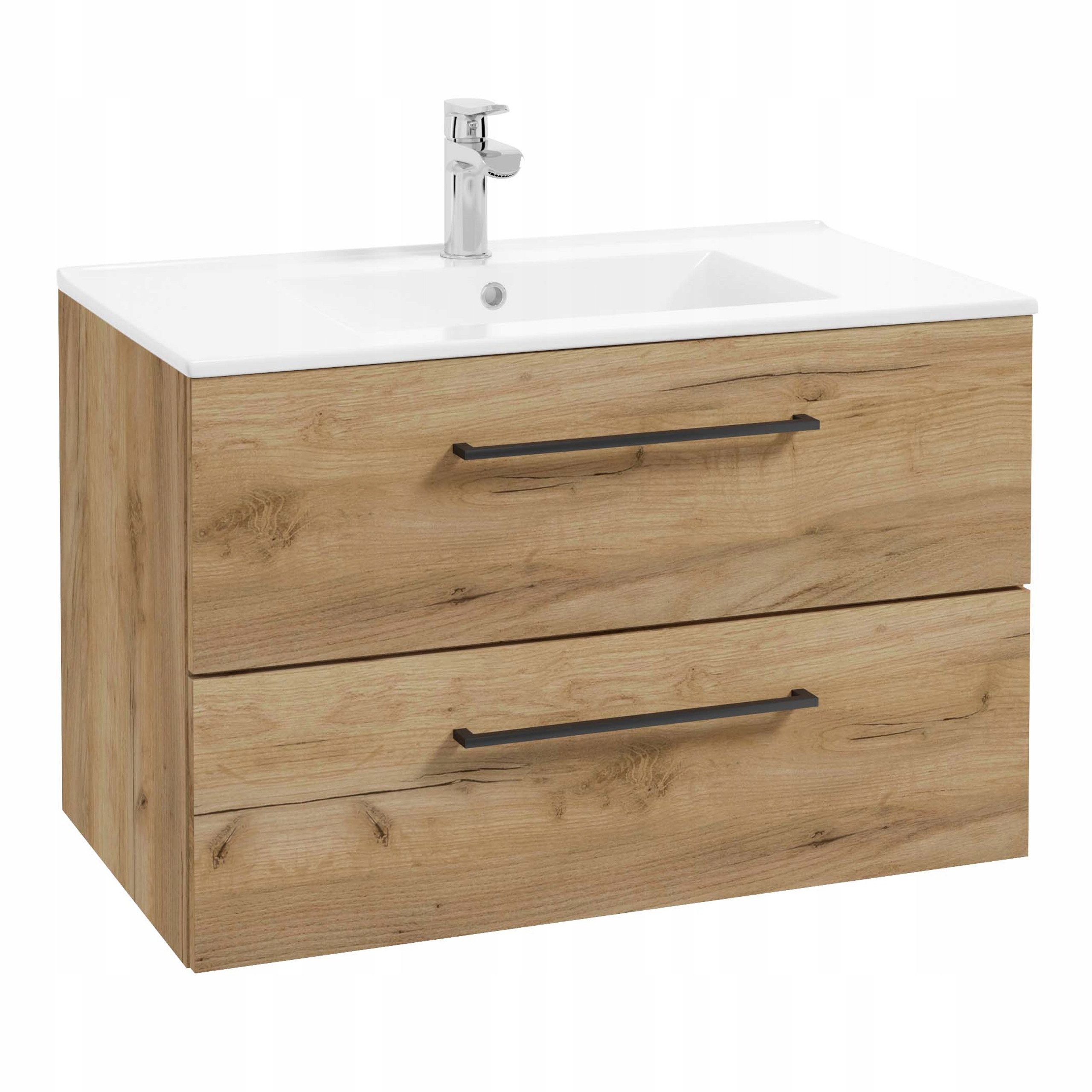 STAMAR Waschtisch Eleganter Dab Craft Waschtisch 70x82 cm mit Keramik Waschbecken (Badmobel Hangeschrank Komplettlosung, 1-St., 70x82x39 cm Soft Close Schubladen Wandmontage), mit Waschbecken robust pflegeleicht modern sofort einsatzbereit