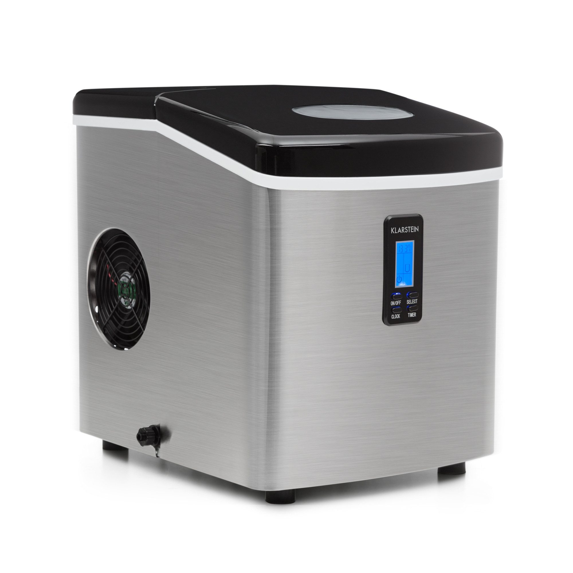 Klarstein Eiswürfelmaschine Mr. Black-Frost Eismaschine 150W 15 kg/24h 3,3L Tank Edelstahl schwarz, Eiswürfelbereiter Eiswürfelmaschine Hochleistung mit 3,3L