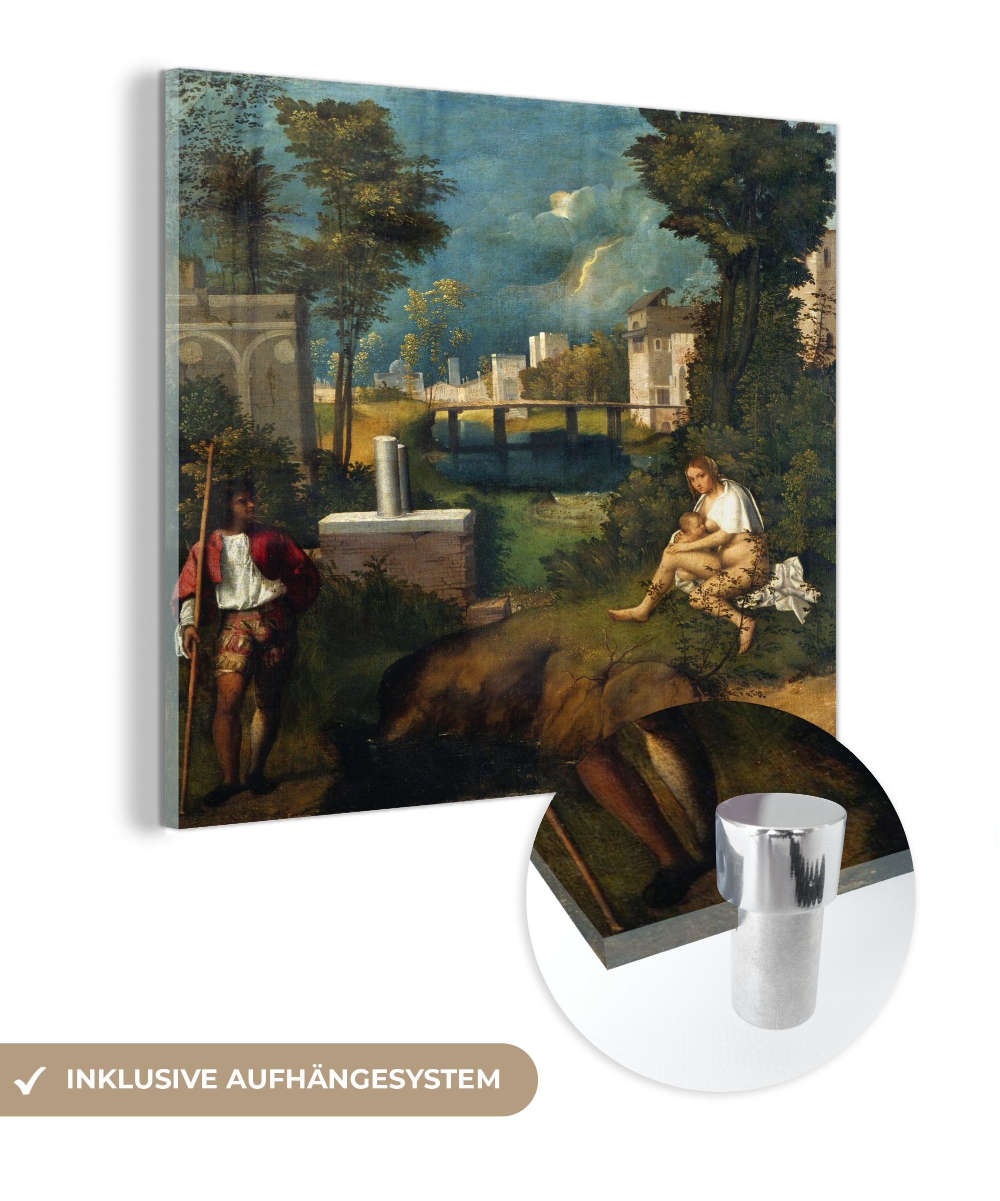 MuchoWow Acrylglasbild Gemälde Wandbild auf Foto von Giovanni Der Bellini, Glasbilder Glas - - - (1 - Wanddekoration Glas St), auf Bilder Sturm