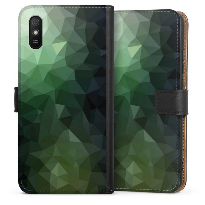 DeinDesign Handyhülle Tarnmuster Mosaik Geometric Polygonal Mosaic Green Xiaomi Redmi 9A Hülle Handy Flip Case Wallet Cover Handytasche Leder