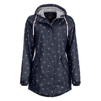 Dry Fashion Regenjacke Damen Regenmantel Cuxhaven - Anker-Print Jacke mit Kapuze - winddicht und wasserdicht