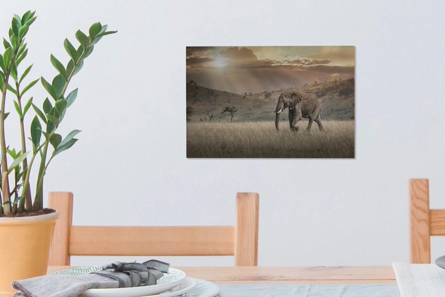 OneMillionCanvasses® Leinwandbild Elefant Masai St), in Wandbild Aufhängefertig, cm Savanne Nationalparks Leinwandbilder, Mara (1 Kenia, des in 30x20 der Wanddeko