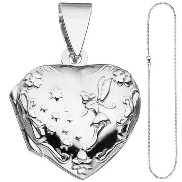 Schmuck Krone Silberkette Medaillon & Halskette für 2 Fotos Herz believe Amulett Anhänger 925 Silber 42cm