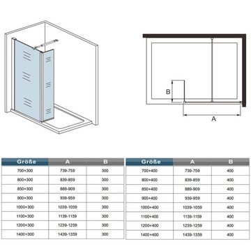 duschspa Duschwand 8mm 200cm Walk in Duschtrennwand Glaswand mit Milchstreifen, Einscheibensicherheitsglas, Sicherheitsglas, (Set), Glas