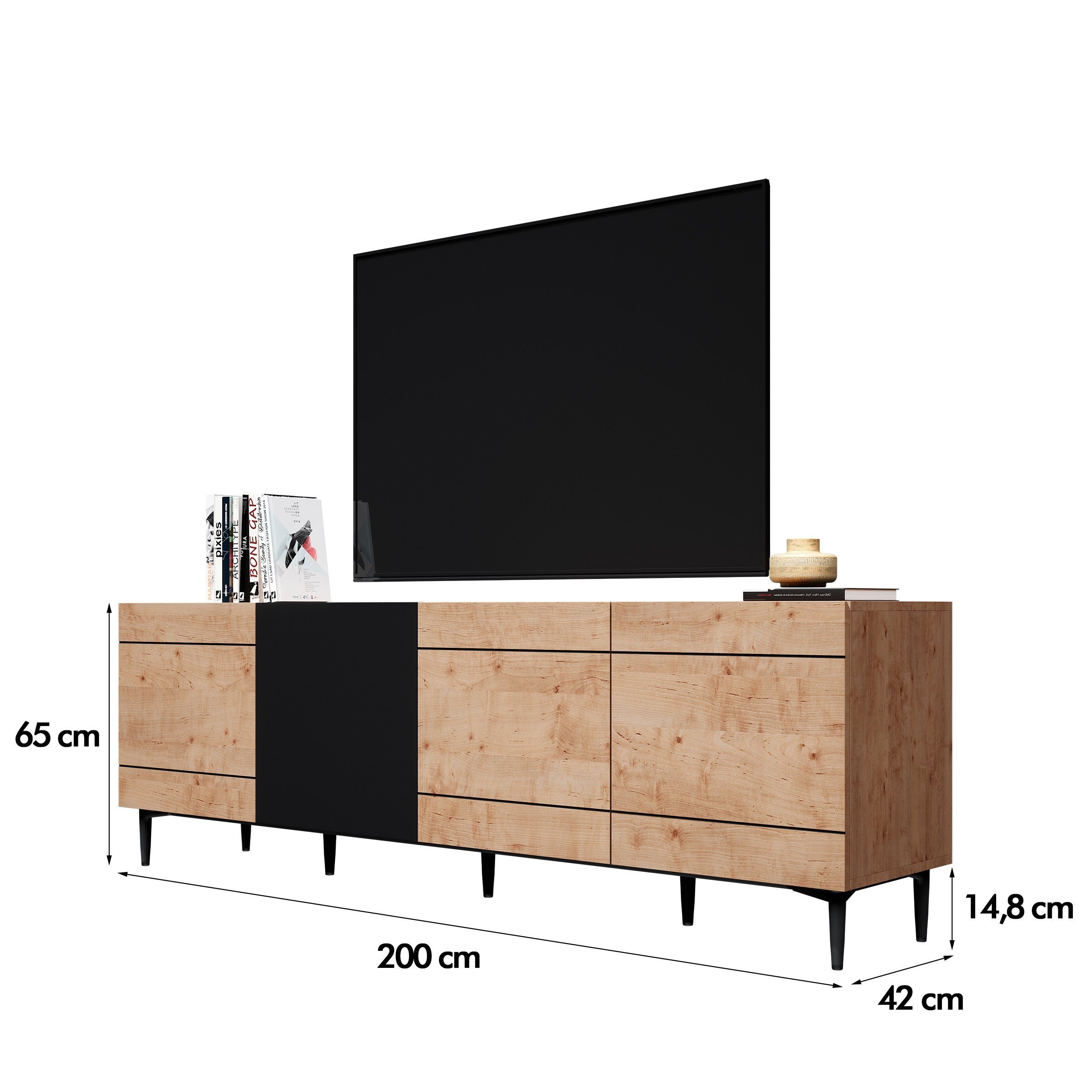 Newroom Sideboard Nizza, Wildeiche Sideboard Vintage Industrial Highboard Anrichte Wohnzimmer