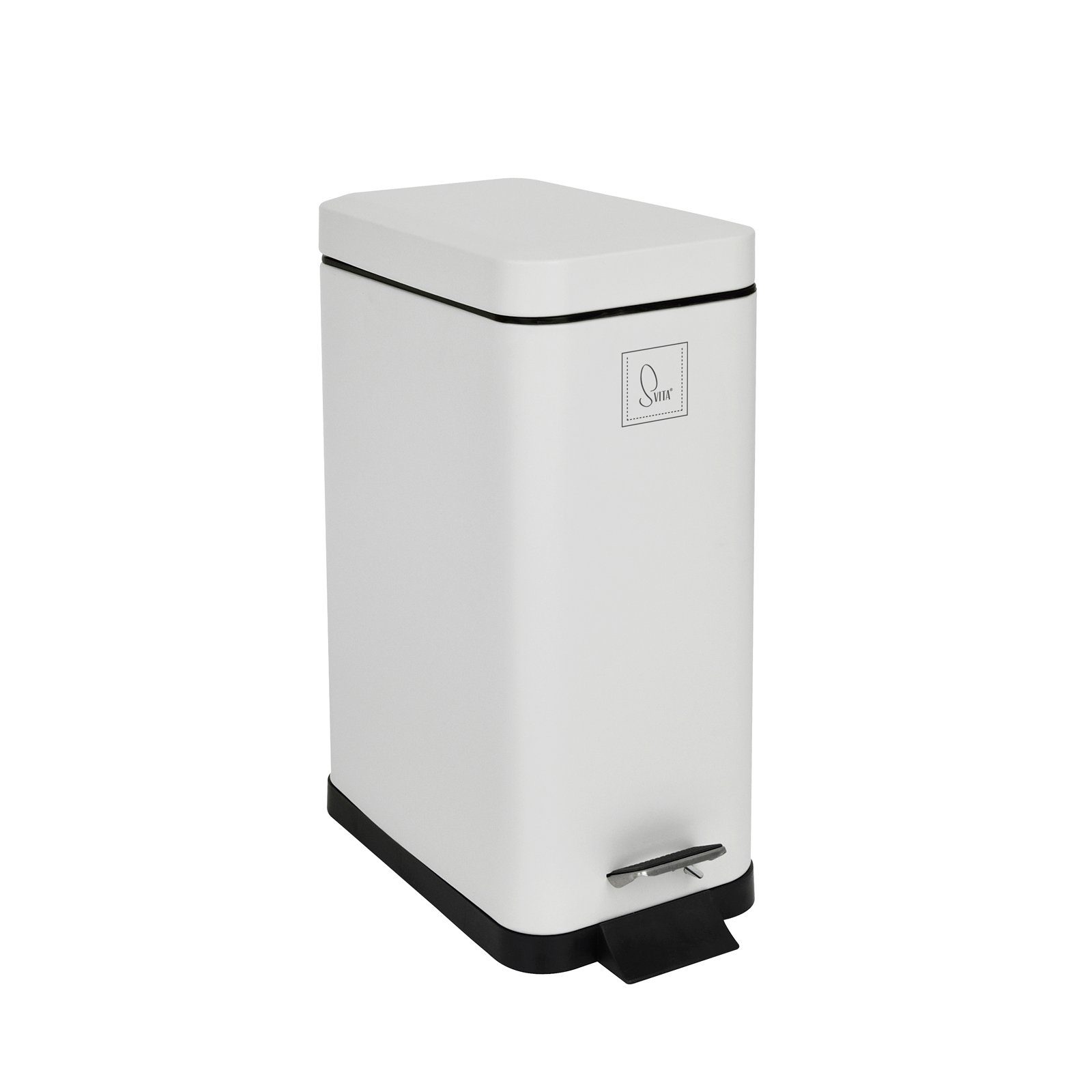 SVITA Мусорные урны STM10, Мусорные ведра с педалью, Softclose-Funktion, 18L, Pulverbeschichteter Stahl, Weiß