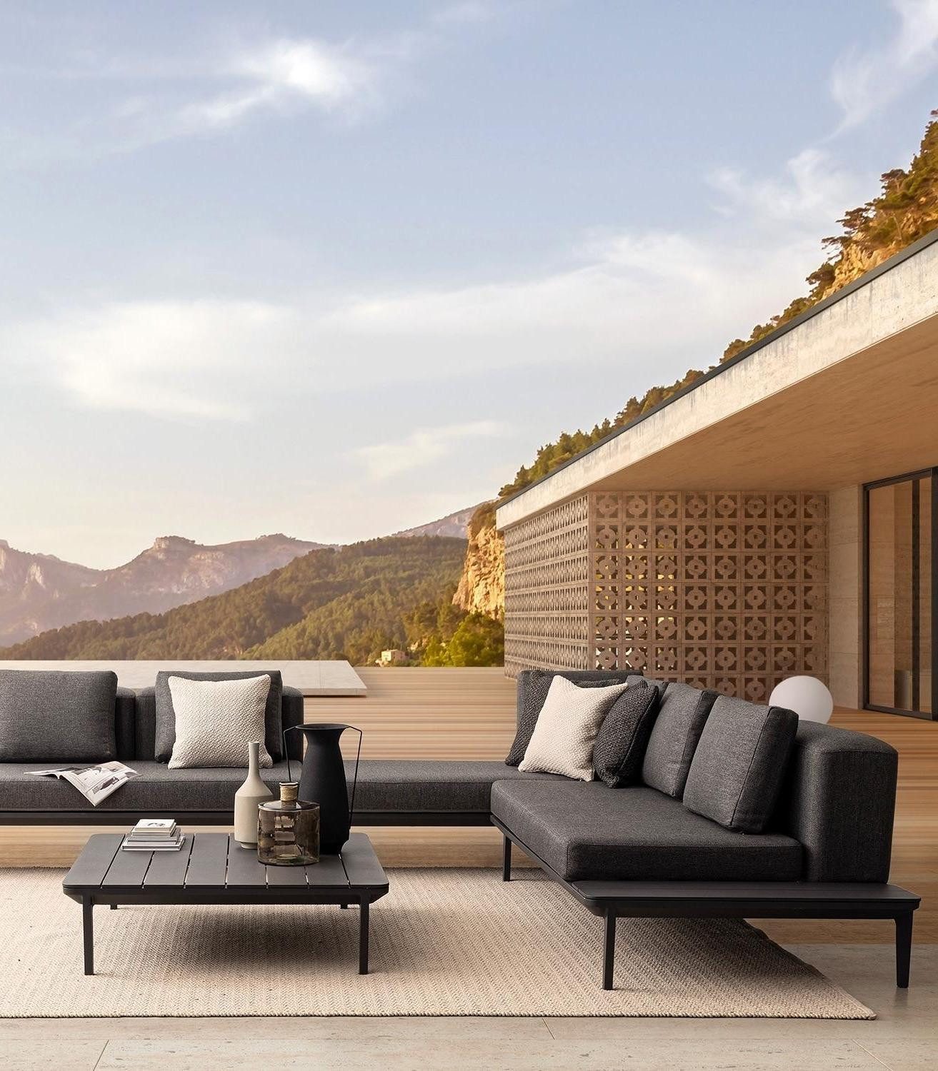 Bizzotto Gartentisch MATRIX, B 99 x T 99 cm, Aluminium, Anthrazit, Loungetisch, Höhe 33 cm, Witterungsbeständig