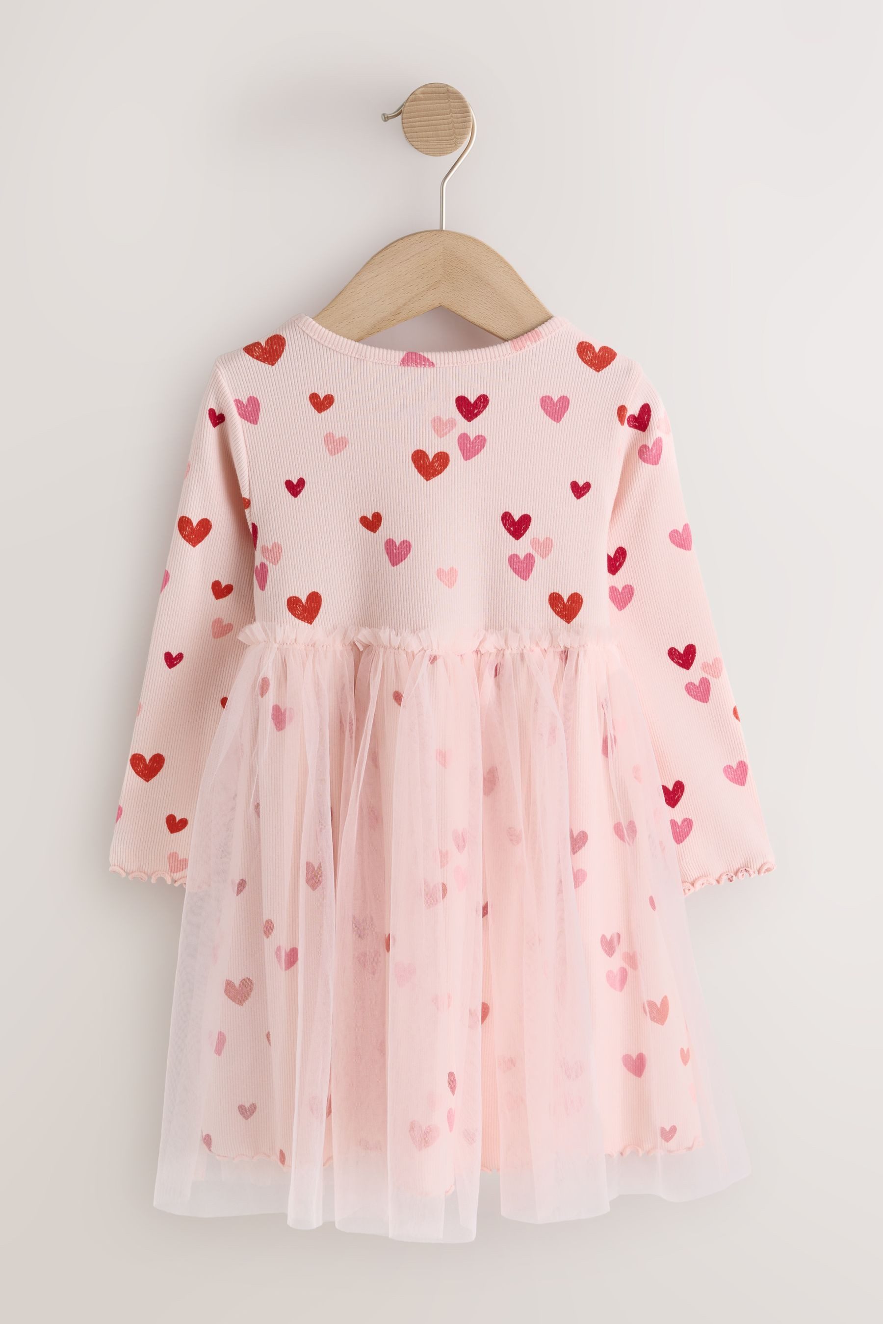 Next Partykleid Geripptes Mesh-Partykleid mit langen Ärmeln (1-tlg)