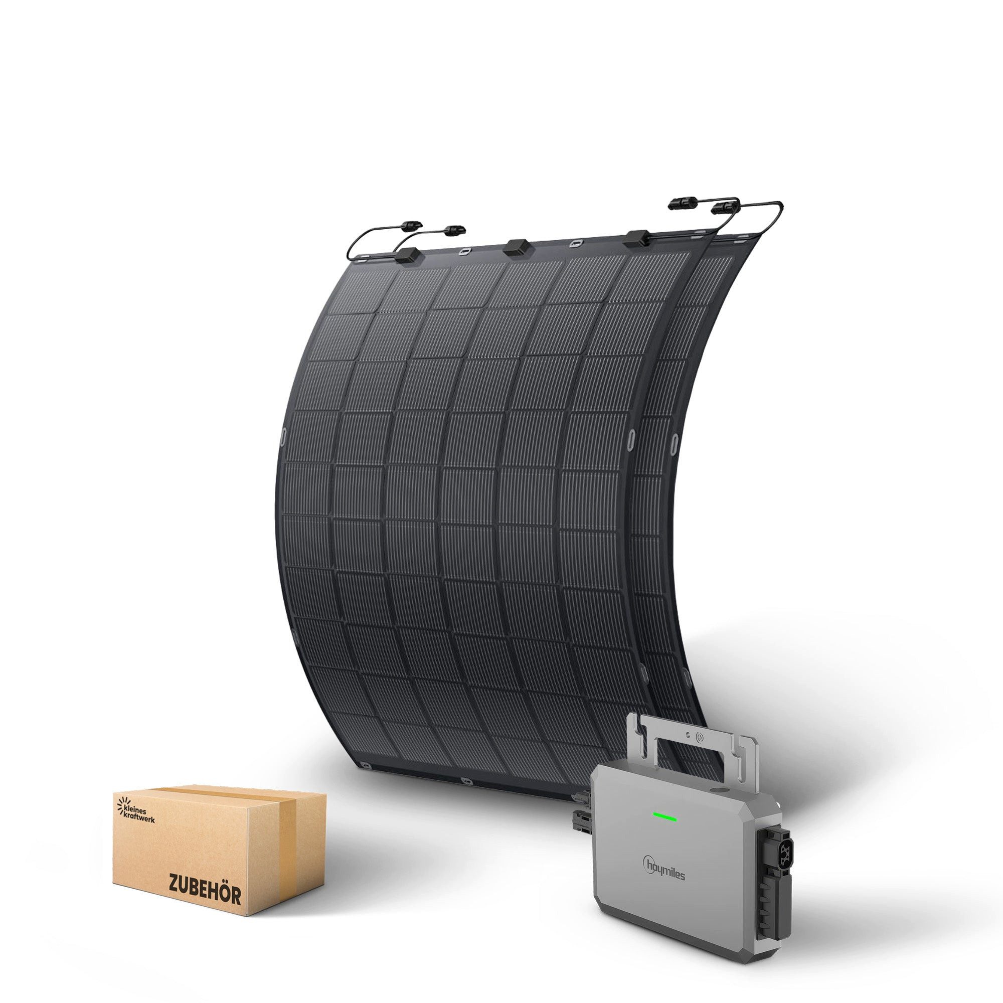 Kleines Kraftwerk Balkonkraftwerk, 450 W, Monokristallin, (2-St), 2 x 225W flexible Solarmodule, Wechselrichter, Solarkabel