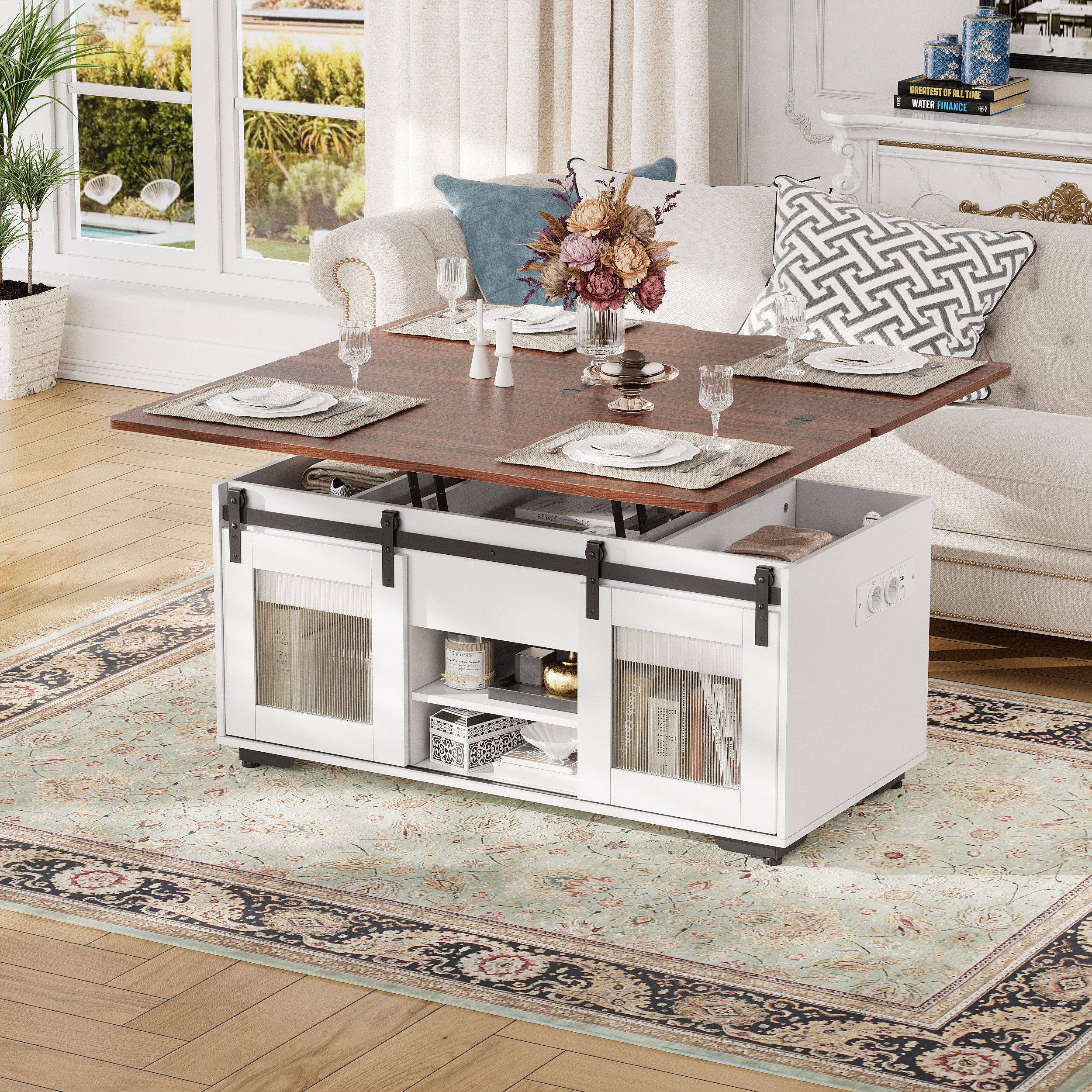 TWSOUL Couchtisch Höhenverstellbarer couchtisch,mit Steckdose,100*48cm*48-6 günstig online kaufen