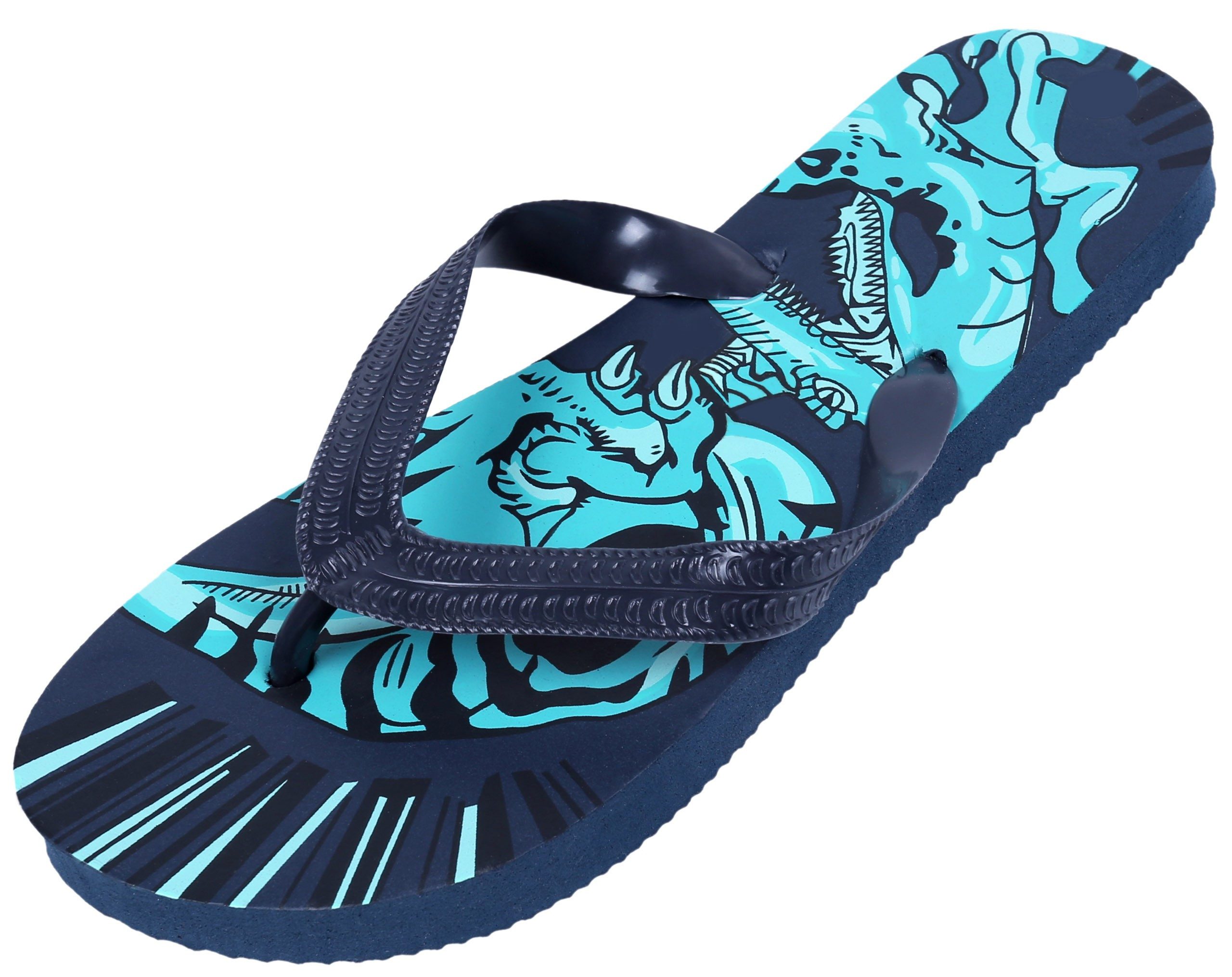 Dunkelblaue Flip-Flops für Jungen mit Dinosaurier-Muster 28-29 EU Badezehentrenner