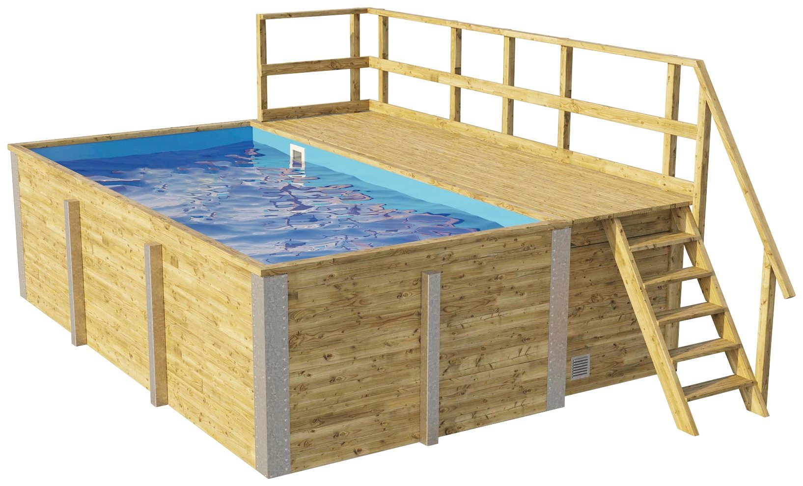 weka Rechteckpool 595 Gr. 1 mit Sonnendeck und Technikraum (Set, 10-tlg), BxLxH: 309x416x116 cm