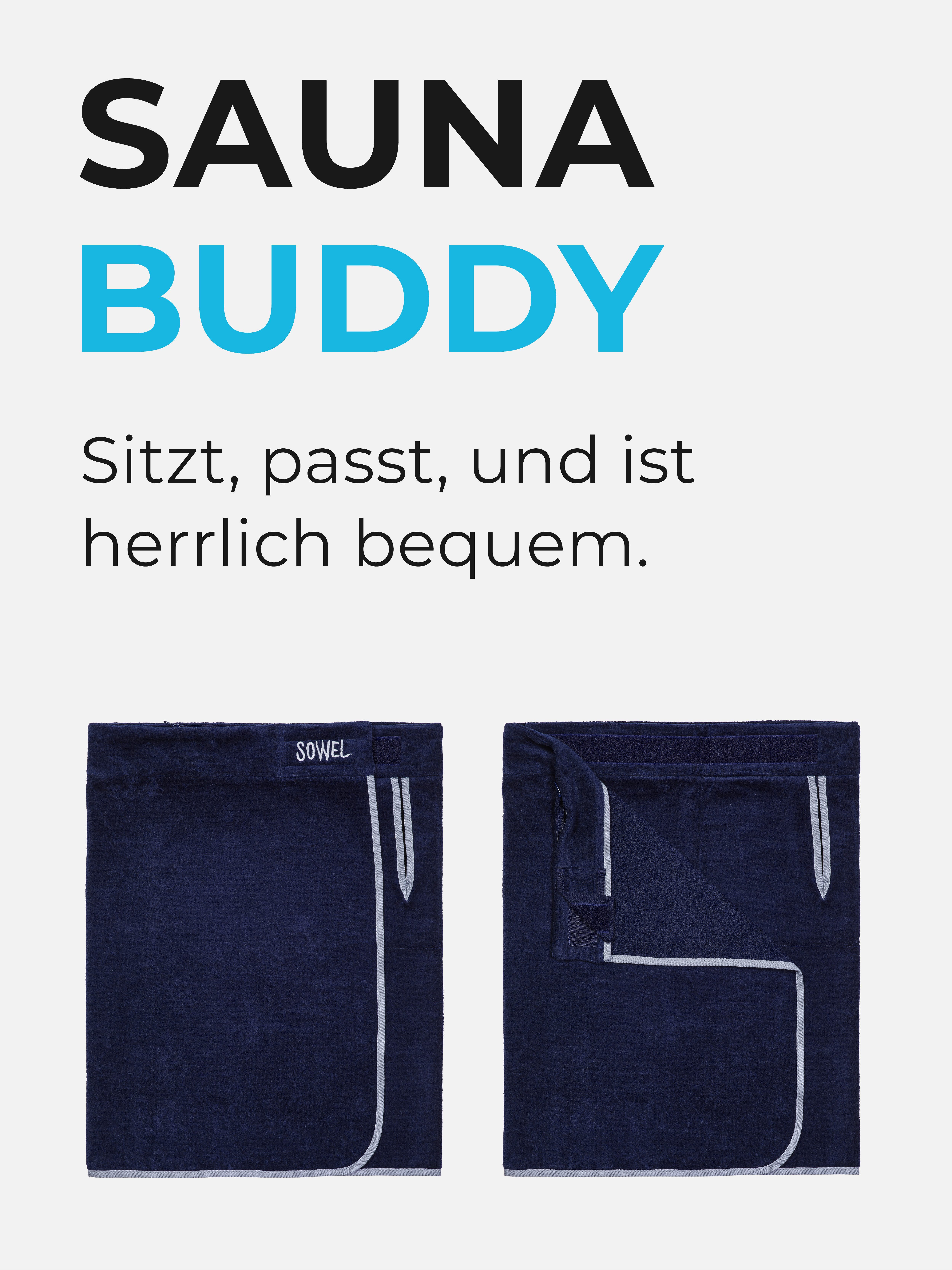 Sowel Saunatuch Saunakilt - Sauna Buddy, 100% Bio-Baumwolle, 60x140 cm – Bild 2 von 5