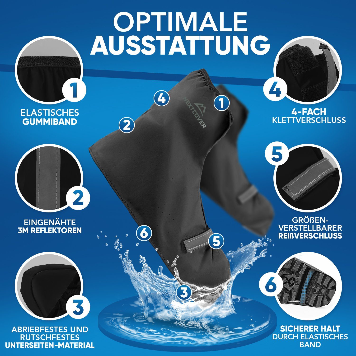 Nextcover Fahrrad-Überschuh Universelle Überschuhe Fahrrad I 100% Wind-& wasserdicht