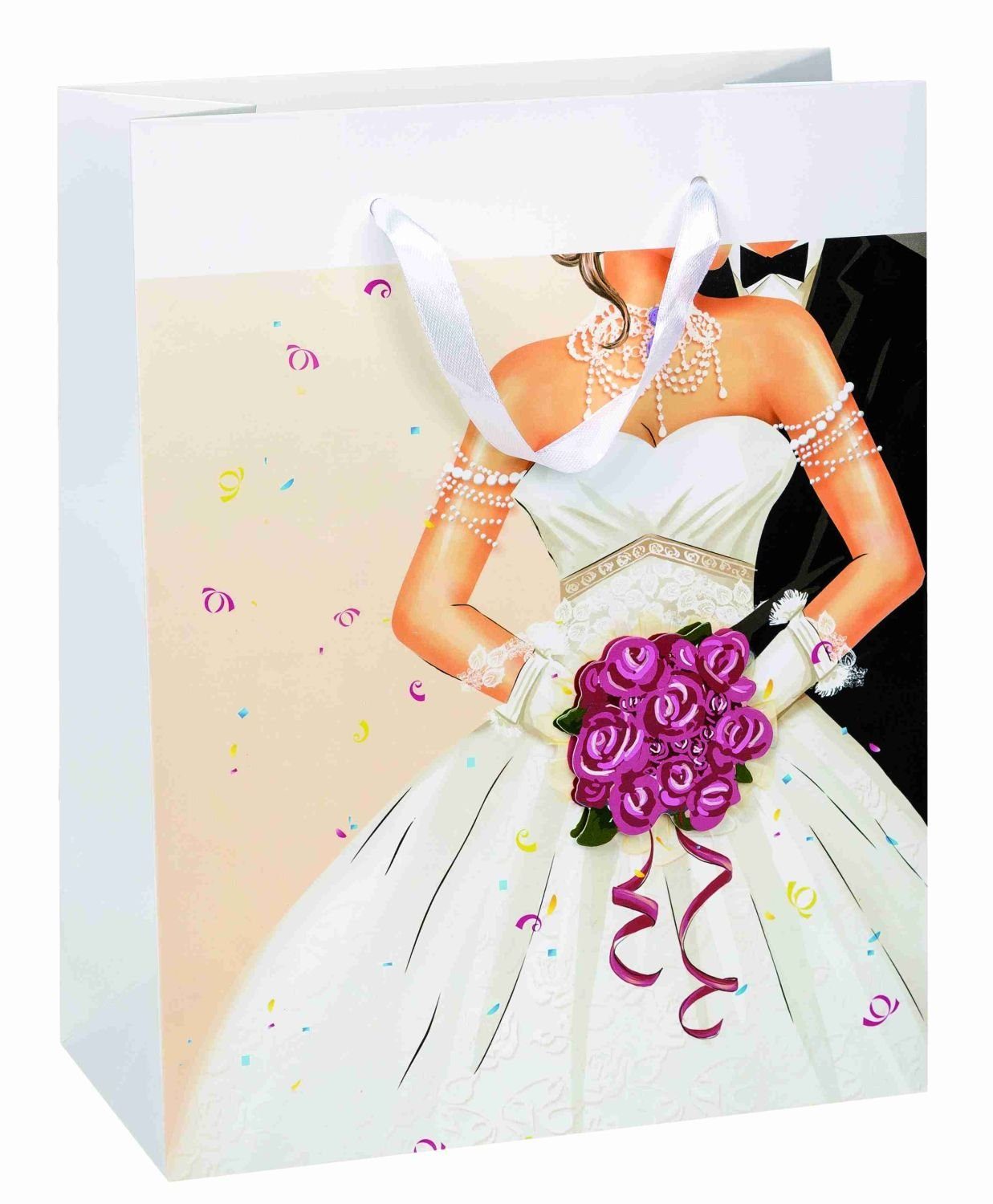 Idena Aufbewahrungsbox Geschenktasche "Hochzeit" / Geschenktüte / Maße: 23x18x8cm