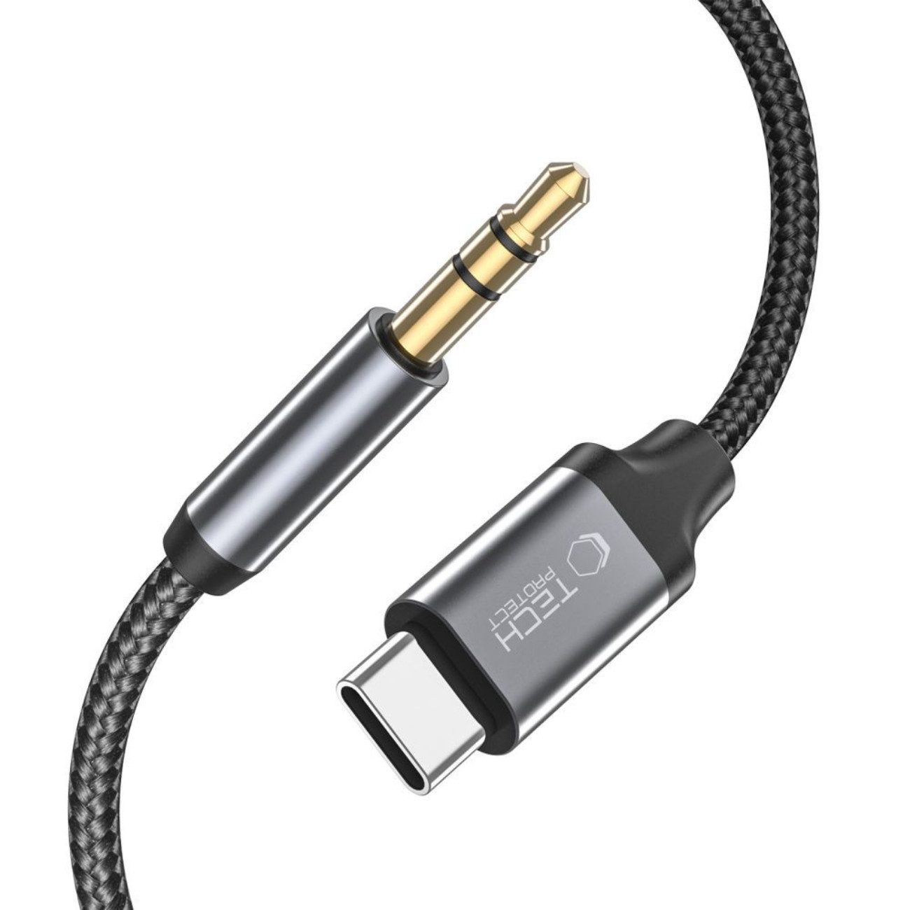 TECH PROTECT UltraBoost Audio-Kabel, USB-C Stecker, 3,5 mm Klinkenbuchse (100 cm), Langlebiges Audiokabel mit vergoldeten Steckern und Nylongeflecht