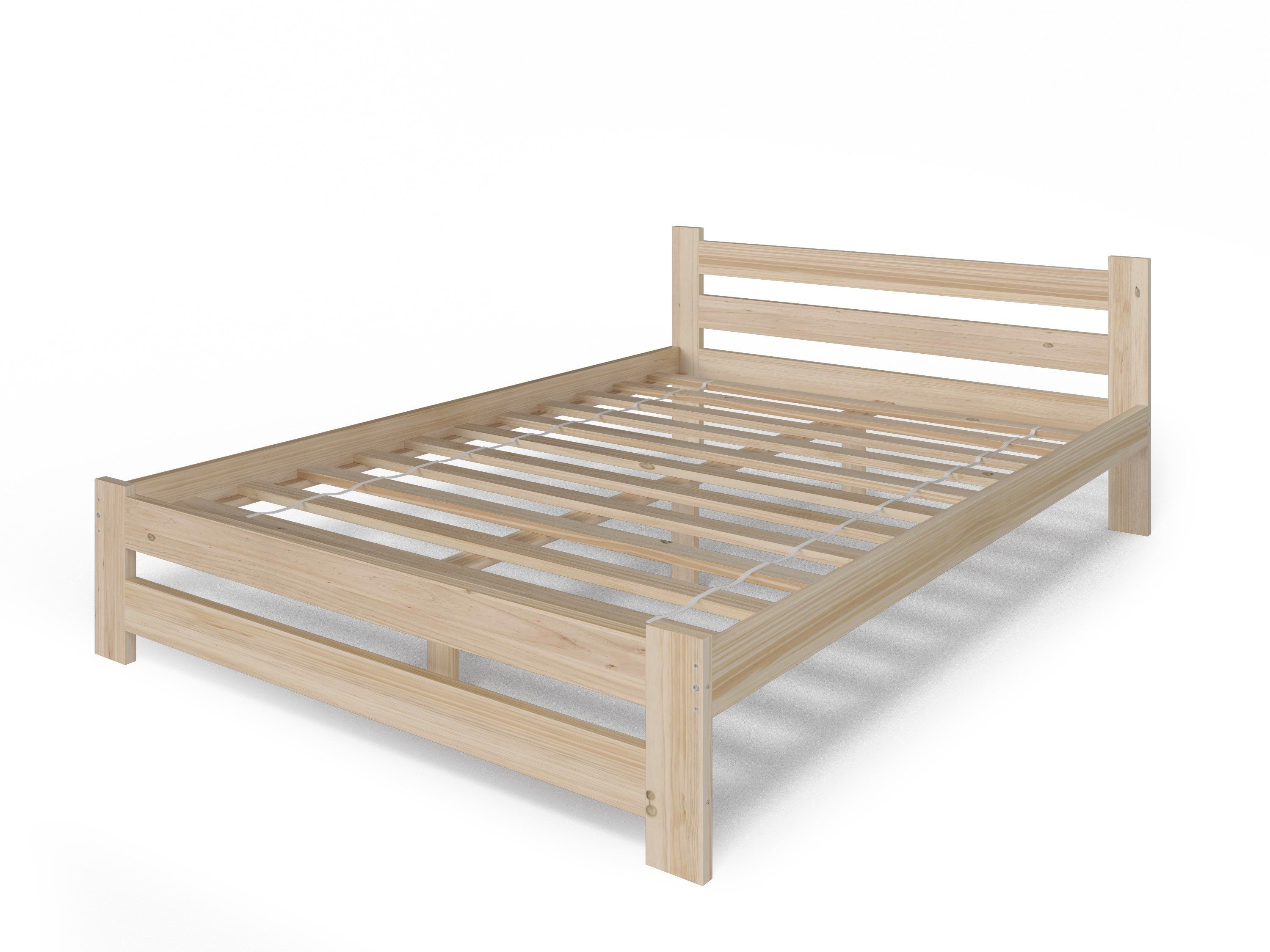 Home Collective Holzbett mit Lattenrost Modern Bett Kiefer Bettgestell Massivholzbett Klassisch (90x200, 120x200, 140x200, 160x200 cm), Doppelbett, Skandi Boho  – Bild 4 von 5