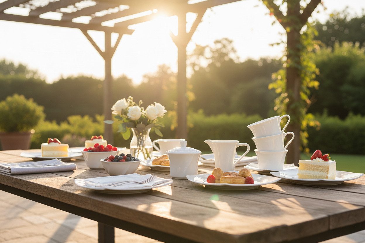 Retsch Arzberg Kaffeeservice Porzellan 20-teilig, 6 Personen, Creme-Weiß – Spülmaschinenfest & Mikrowellengeeignet