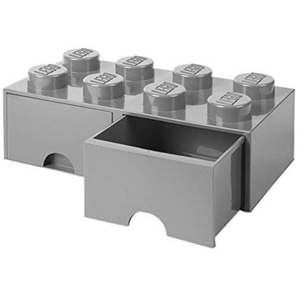 Room Copenhagen Aufbewahrungsdose LEGO® Storage Brick 8 Grau, mit 2 Schubladen, Baustein-Form, stapelbar