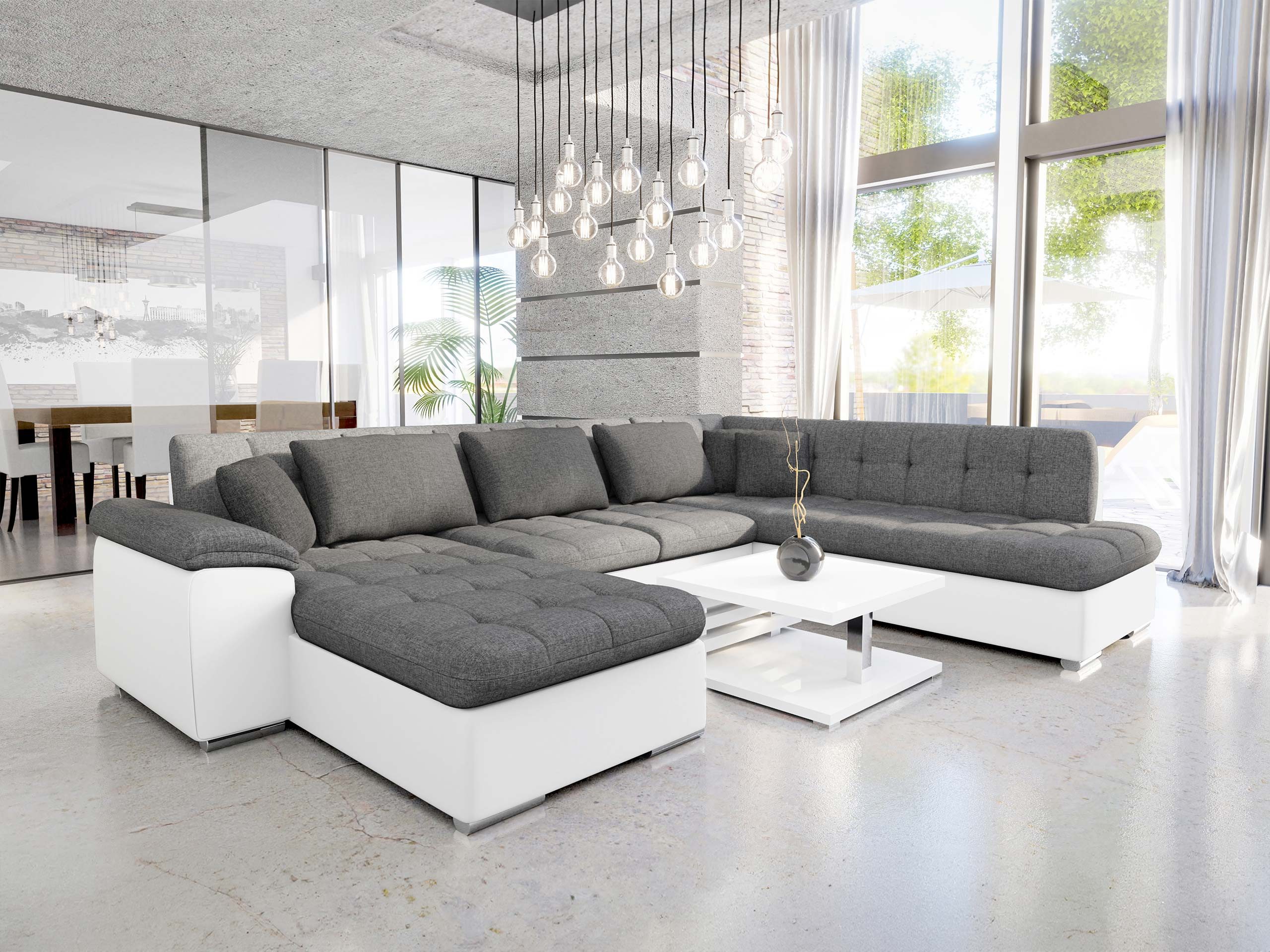 MIRJAN24 Wohnlandschaft Niko Bis, mit Bettkasten und Schlaffunktion, Kissen mit Reißverschlus, U-Form, B: 350 cm