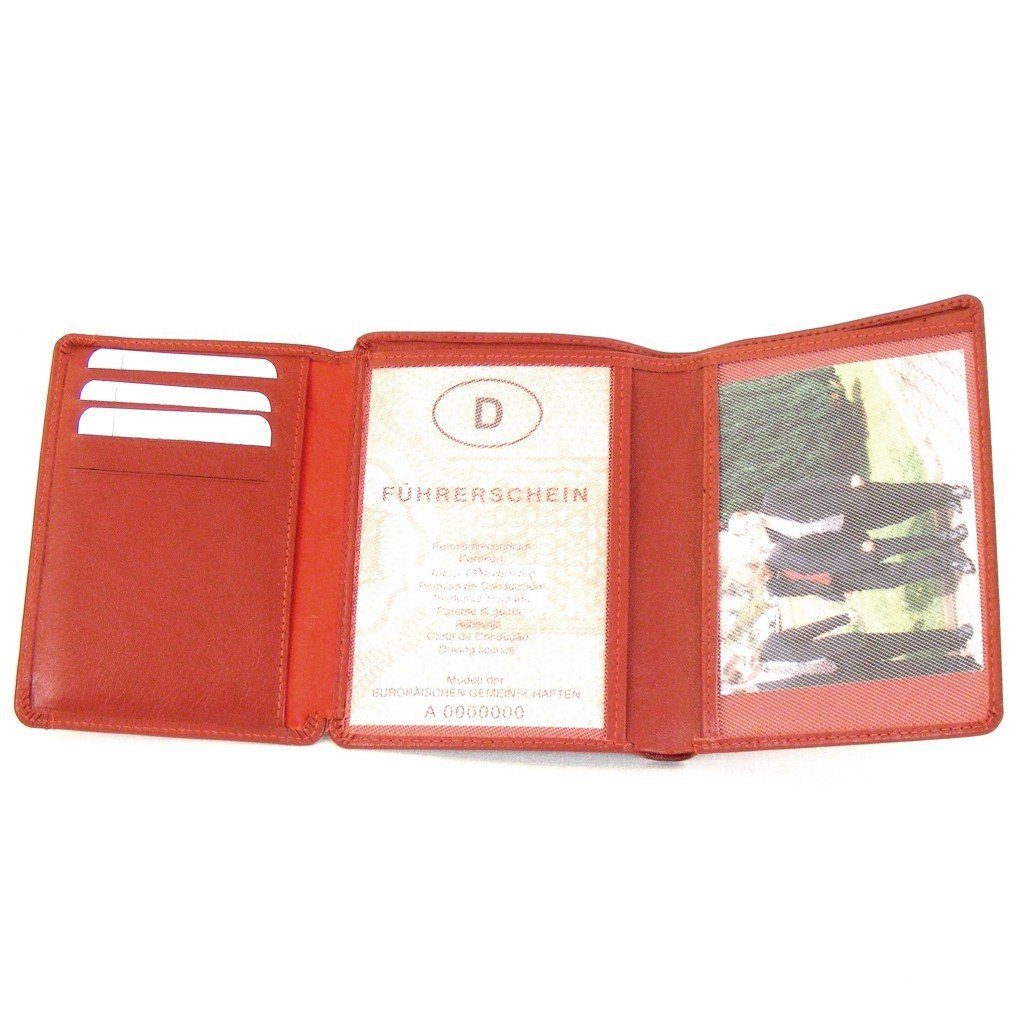 HGL Kreditkartenfächer Leder Hochformat HGL Scheinfach Dokumenten Etui rot 9754 Geldbörse echt