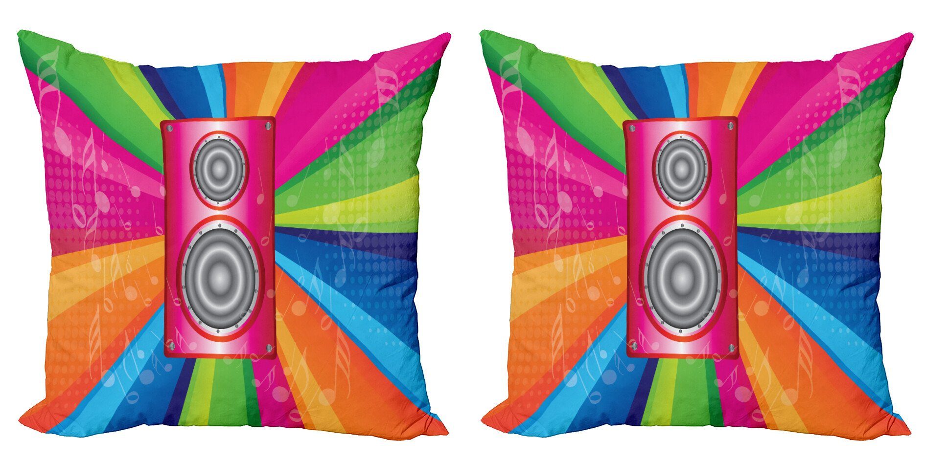 Rainbow Musik-Party Digitaldruck, (2 Abakuhaus Kissenbezüge Accent Jahrgang Modern Stück), Doppelseitiger