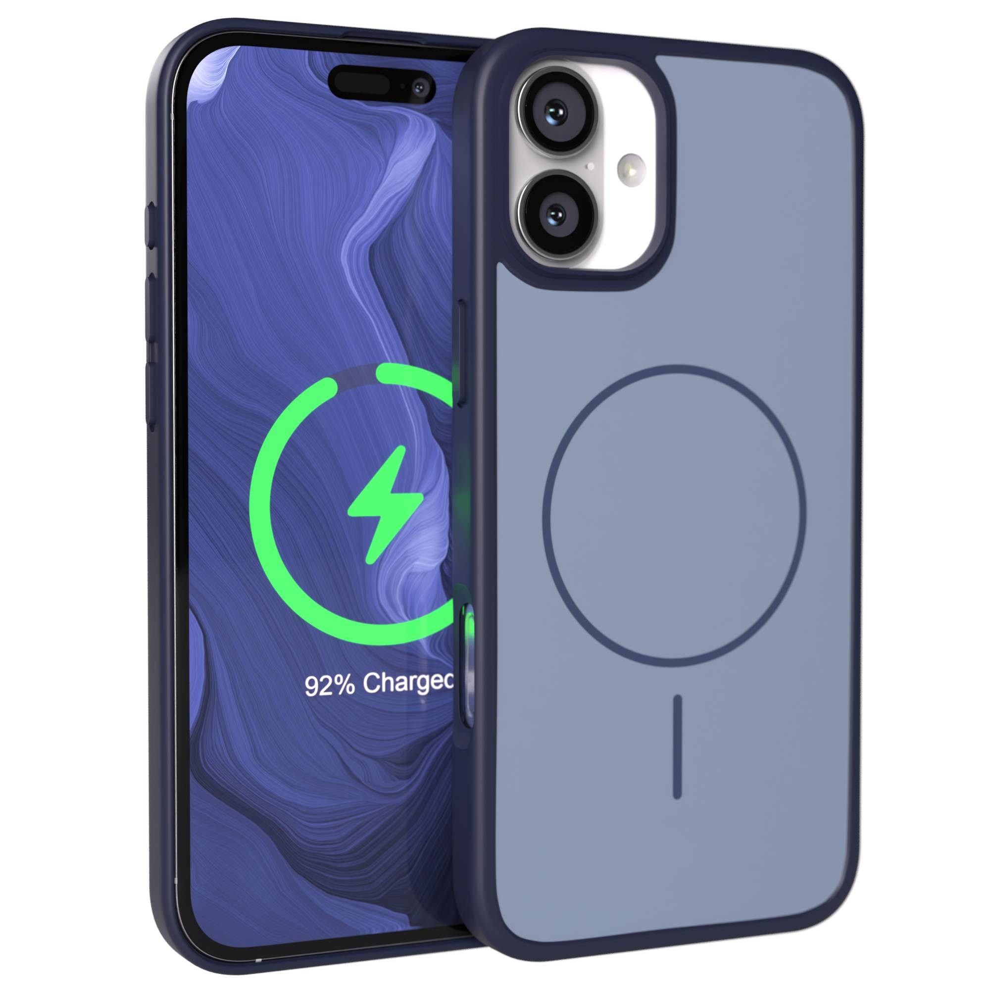 EAZY CASE Handyhülle Slim Outdoor MagSafe Case für Apple iPhone 16 Plus 6,7 Zoll, Slim MagSafe Case – robust, leicht & griffig in Dunkelblau