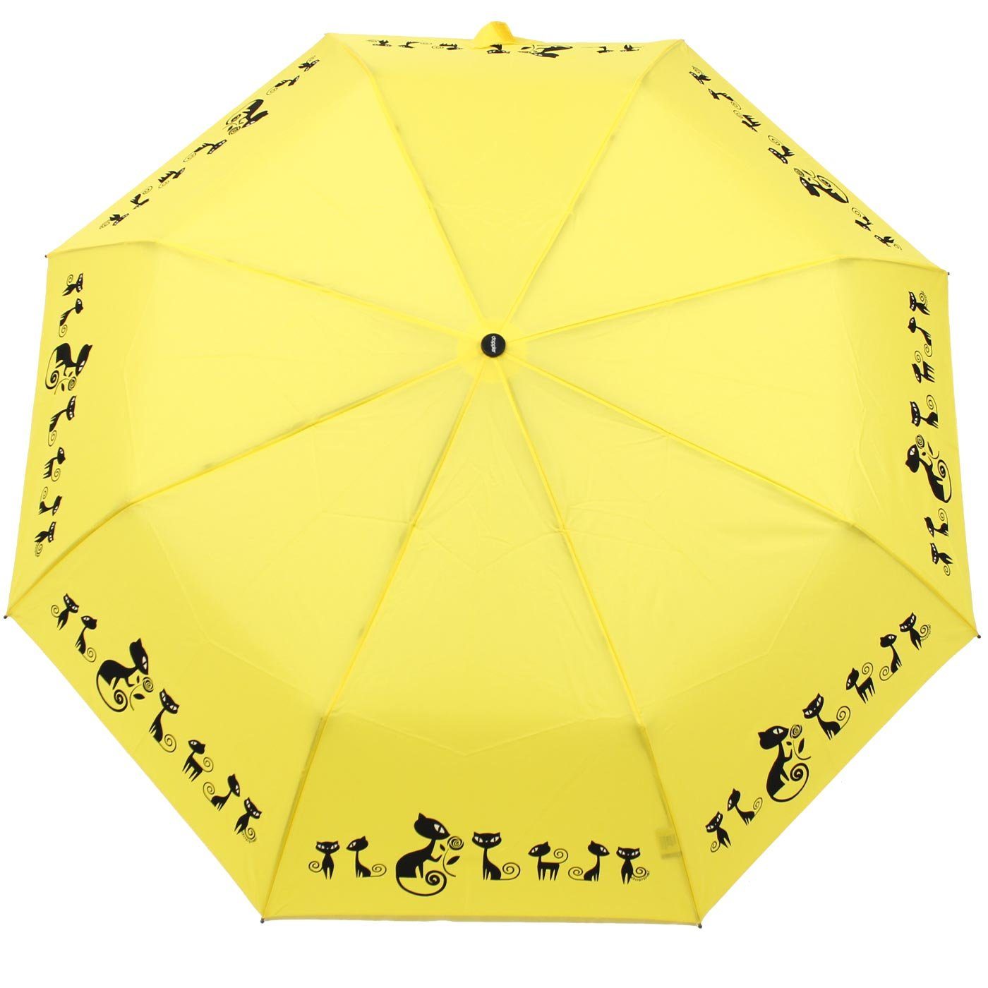 doppler® Taschenregenschirm Damen Auf-Zu-Automatik Magic Fiber - Cats, für Katzen-Liebhaber - elegant, stabil und praktisch – Bild 3 von 4