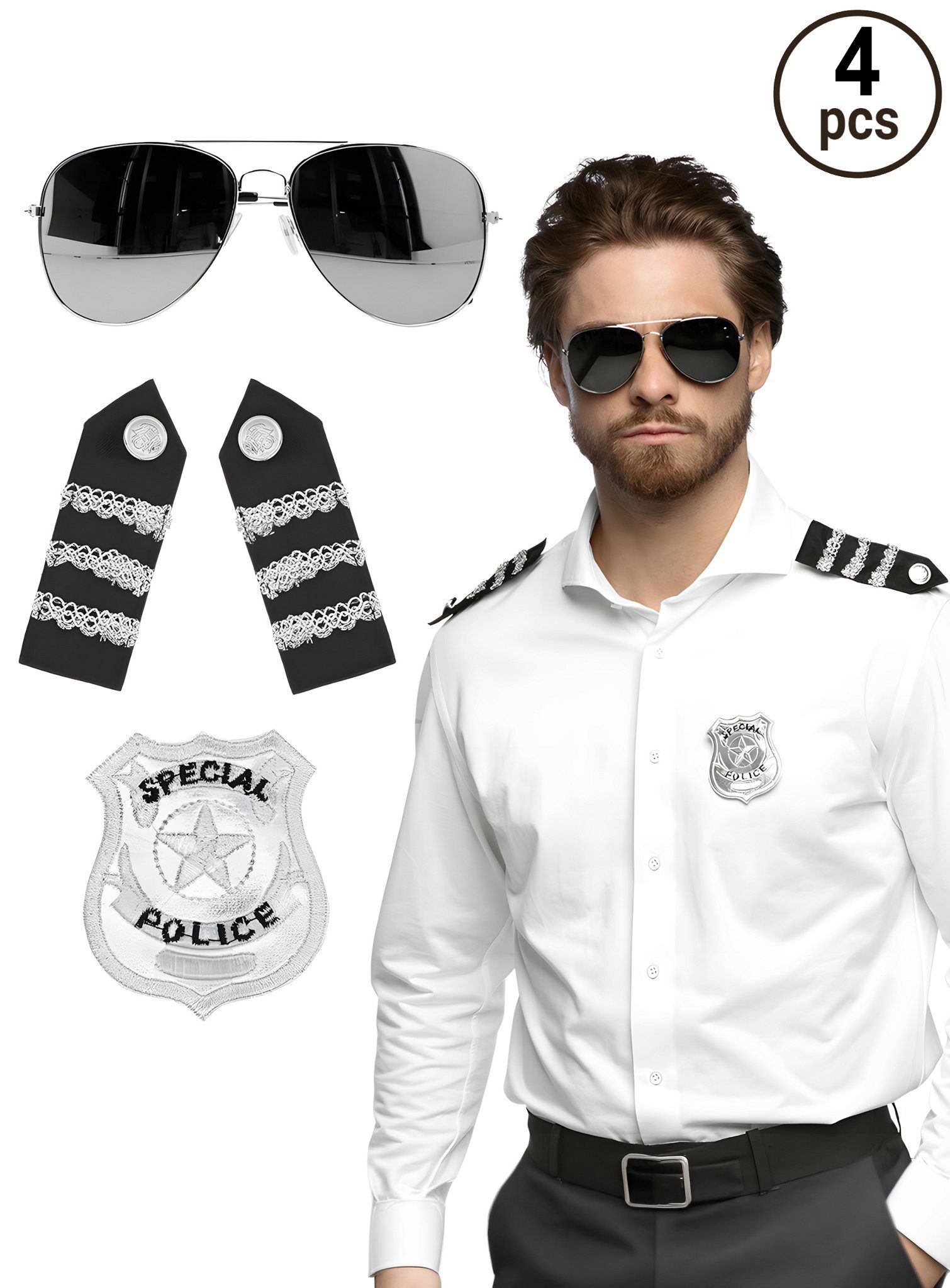 Boland Polizei-Kostüm Polizei Accessoire-Set, Zubehör für den klassischen Co