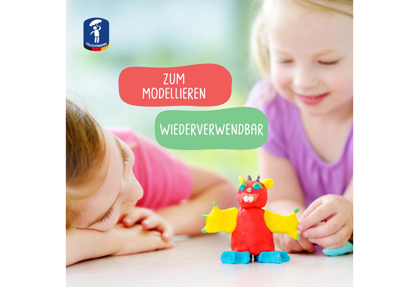 Thumbnail - Feuchtmann Modelliermasse JUNiORKNET Basic (1-tlg), 8 x 33g vegane und glutenfreie Kinderknete nicht trocknend