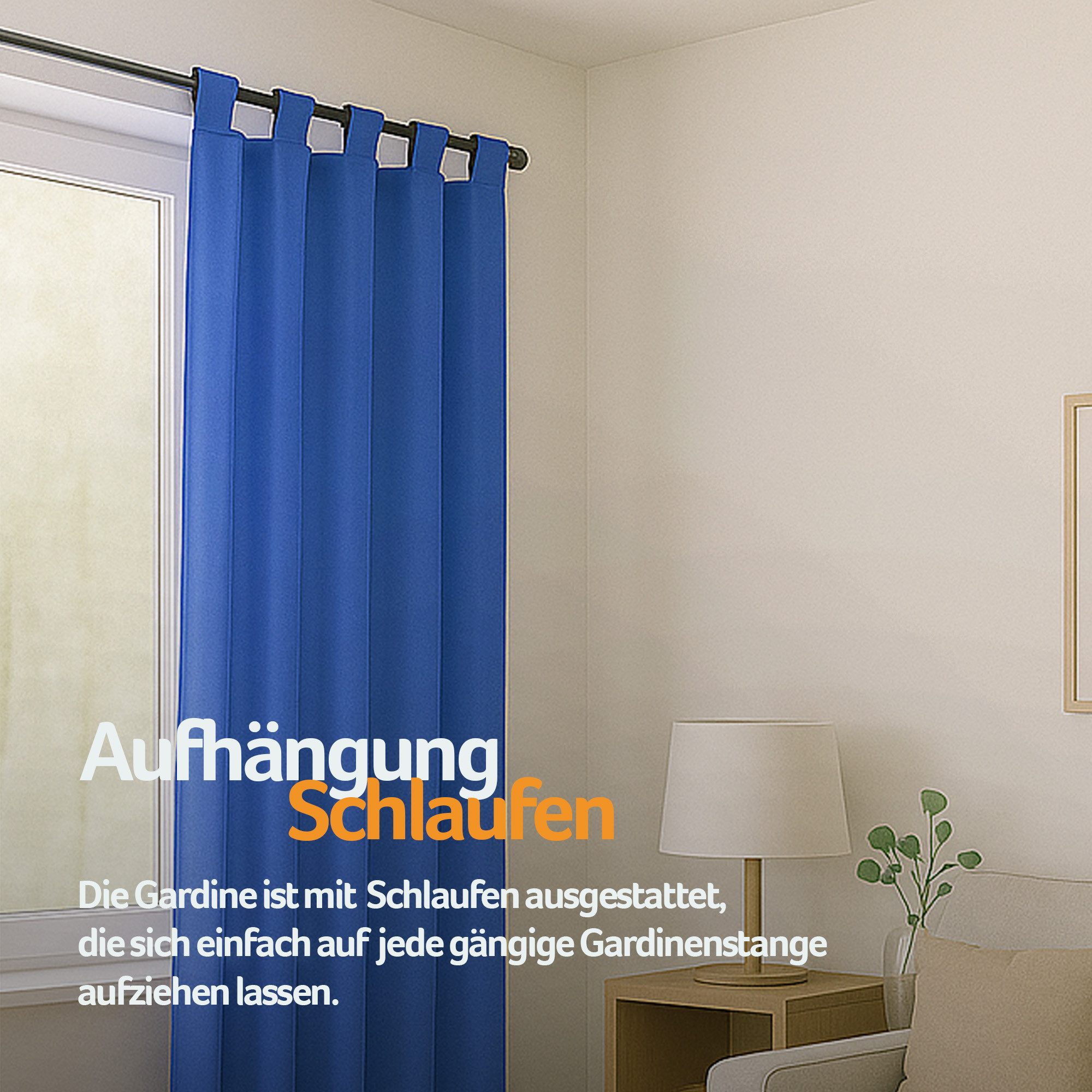 Bestlivings Vorhang "Ellen" mit Schlaufen (1 St), Schlaufen, blickdicht, einfarbig, waschbar bei 30°C, bügelleicht, trocknergeeignet