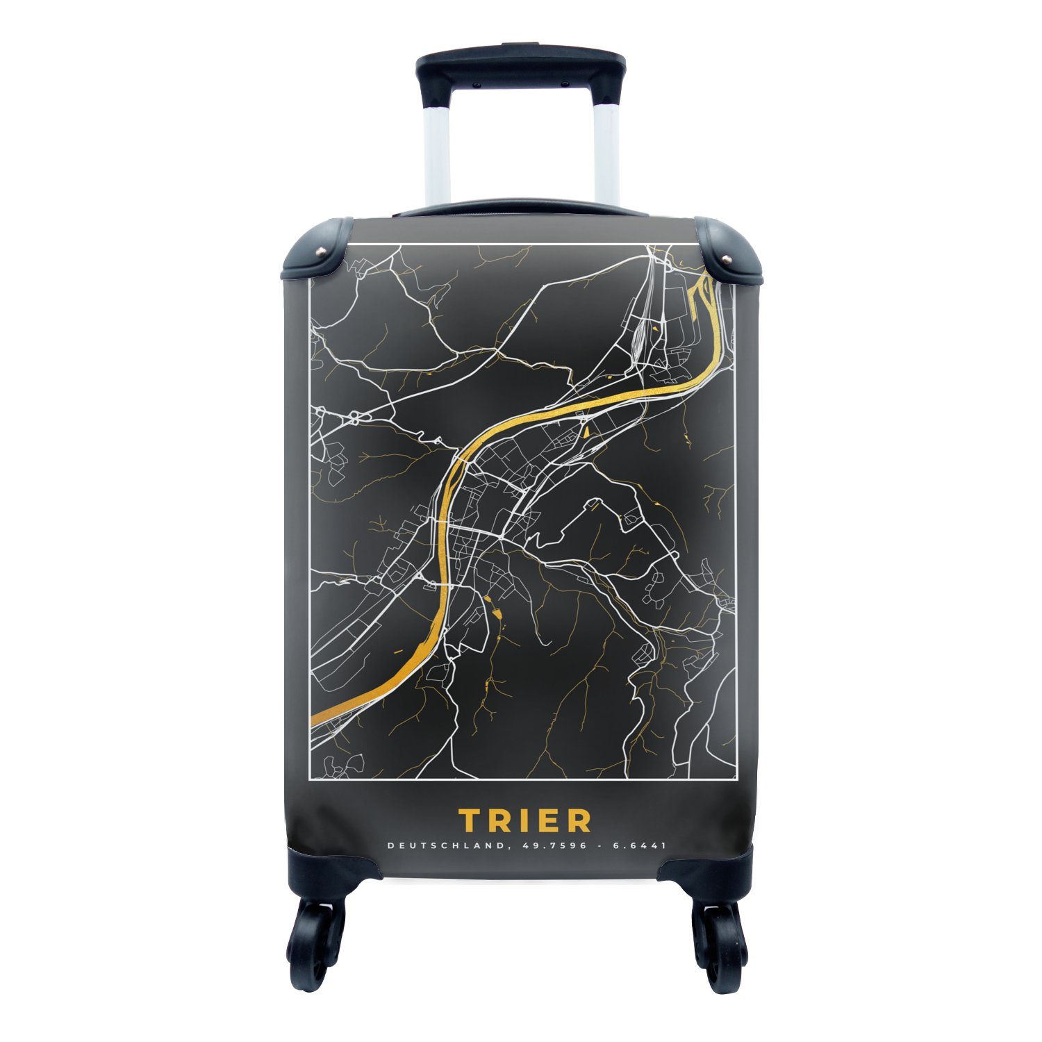 Trolley, MuchoWow Ferien, 4 rollen, - Karte Rollen, mit Gold Reisetasche für Trier Reisekoffer - Stadtplan Handgepäckkoffer - Deutschland, Handgepäck -