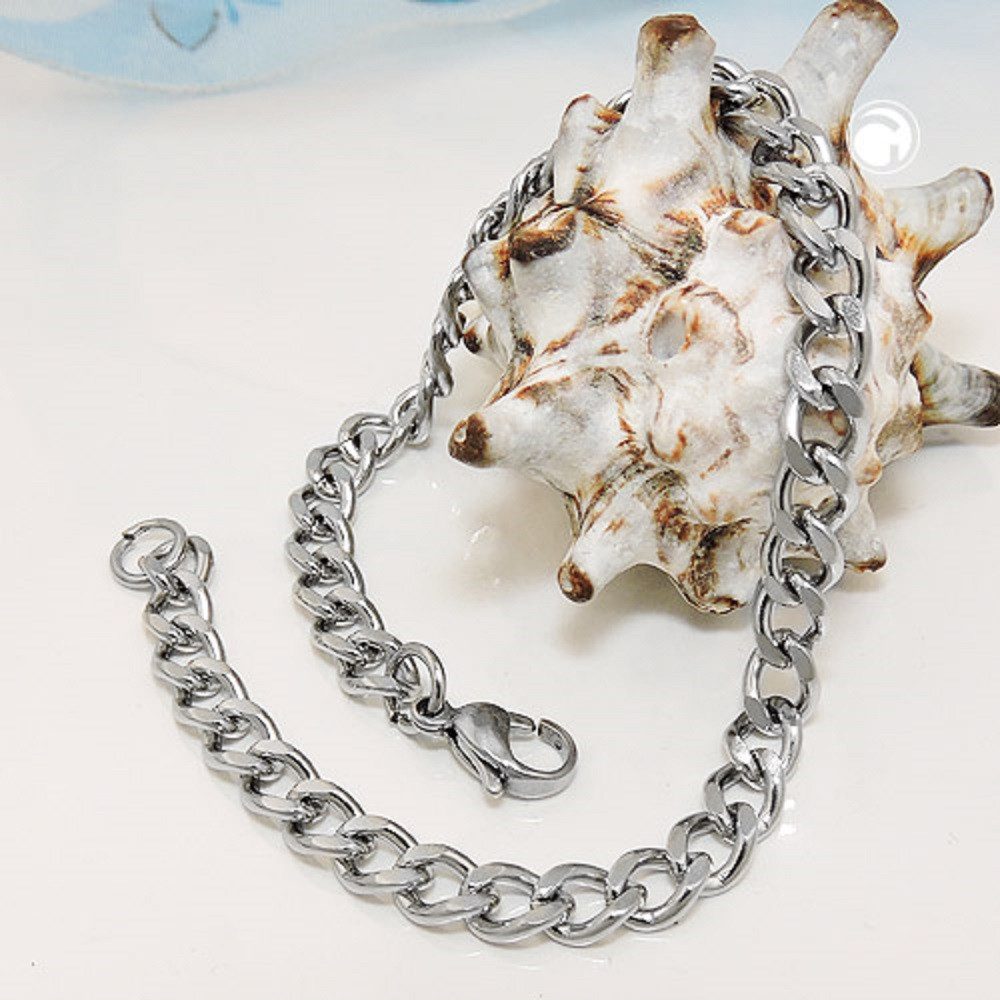 unbespielt Gliederarmband Armband Flachpanzerkette 5,4 mm Edelstahl 21 cm kl. Schmuckbox, Modeschmuck für Damen und Herren