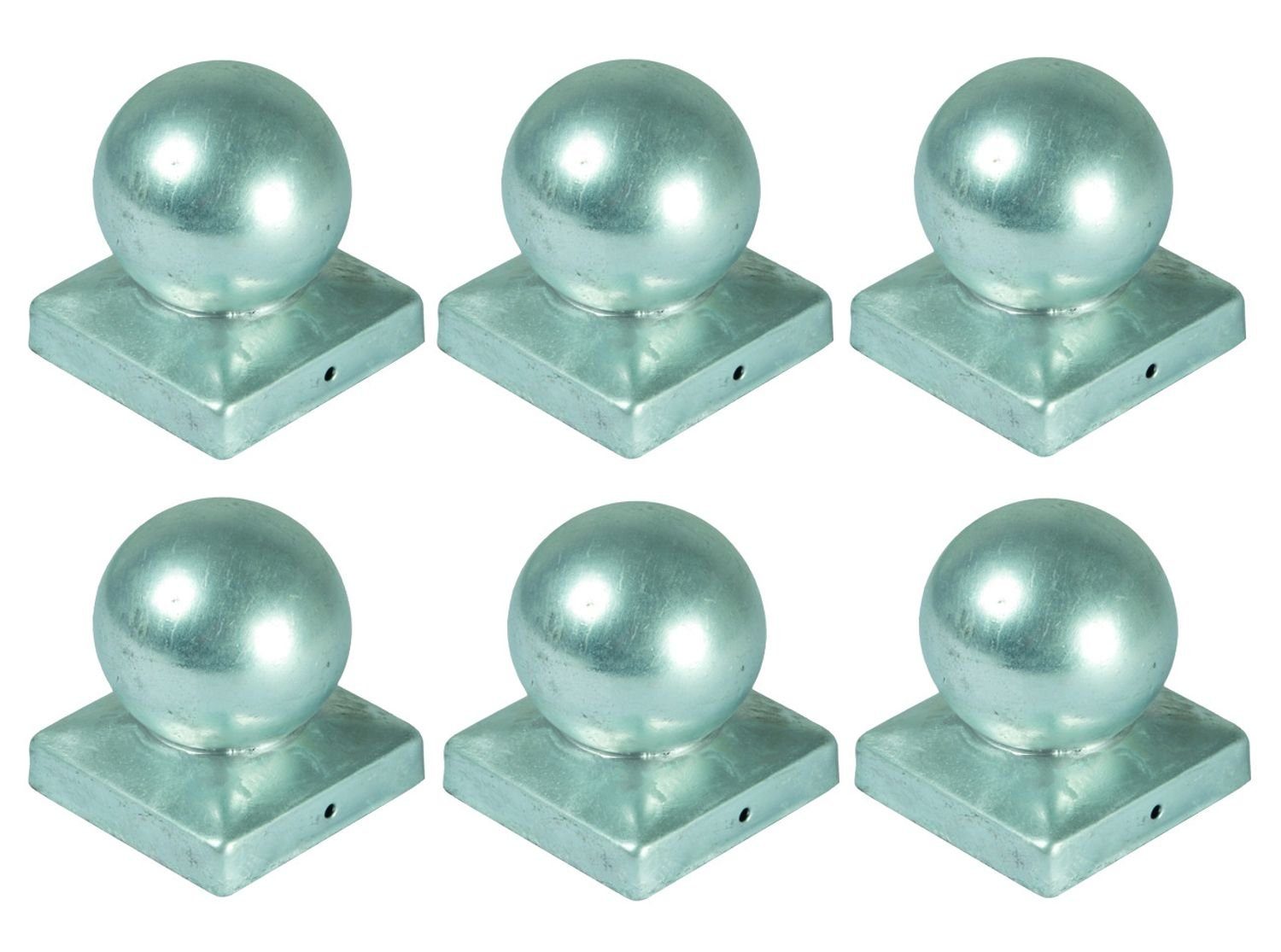 Pfostenkappe 6x Pfostenkappe Kugel 90x90mm Zaunkappe Zierkappe Pfahl Kappe verzinkt