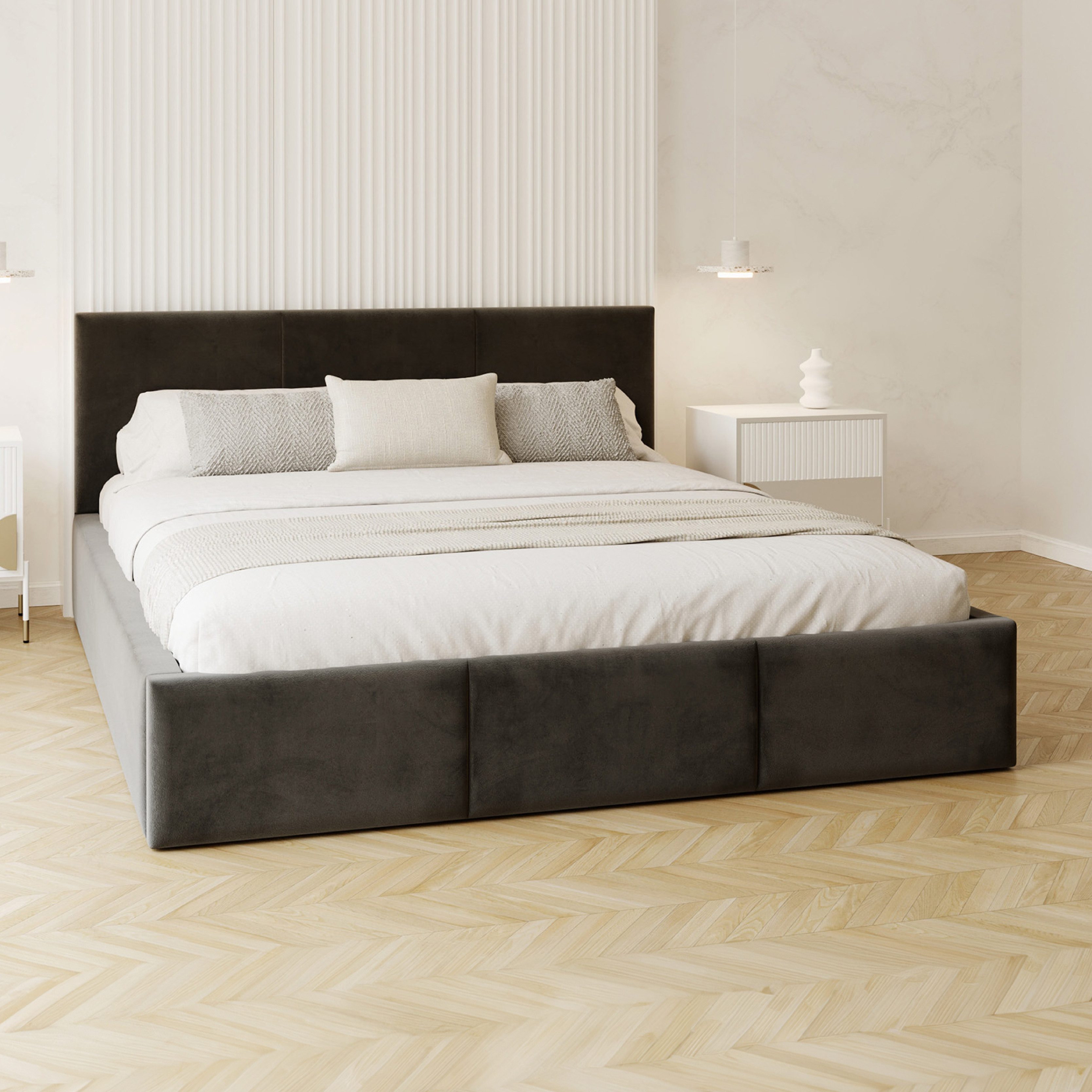 FDM Polsterbett AMBER modern mit Bettkasten MADE IN EU - mit Trinity Velour günstig online kaufen