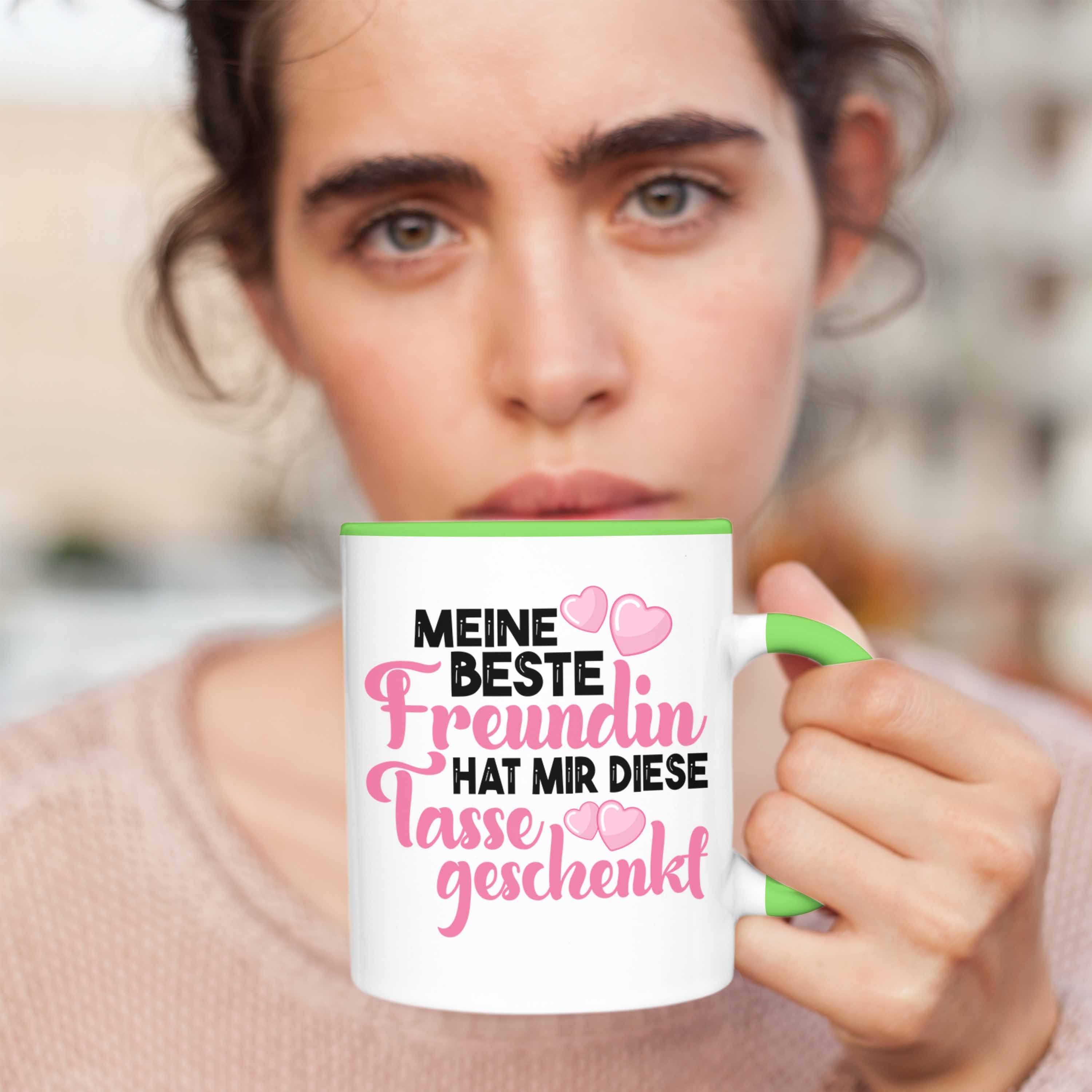 Trendation Tasse Tasse Geburtstag - Schwester Freundin Freundinnen Lustig Spruch Beste Beste Geschenk Freundinnen Trendation Grün Becher Unbiologische