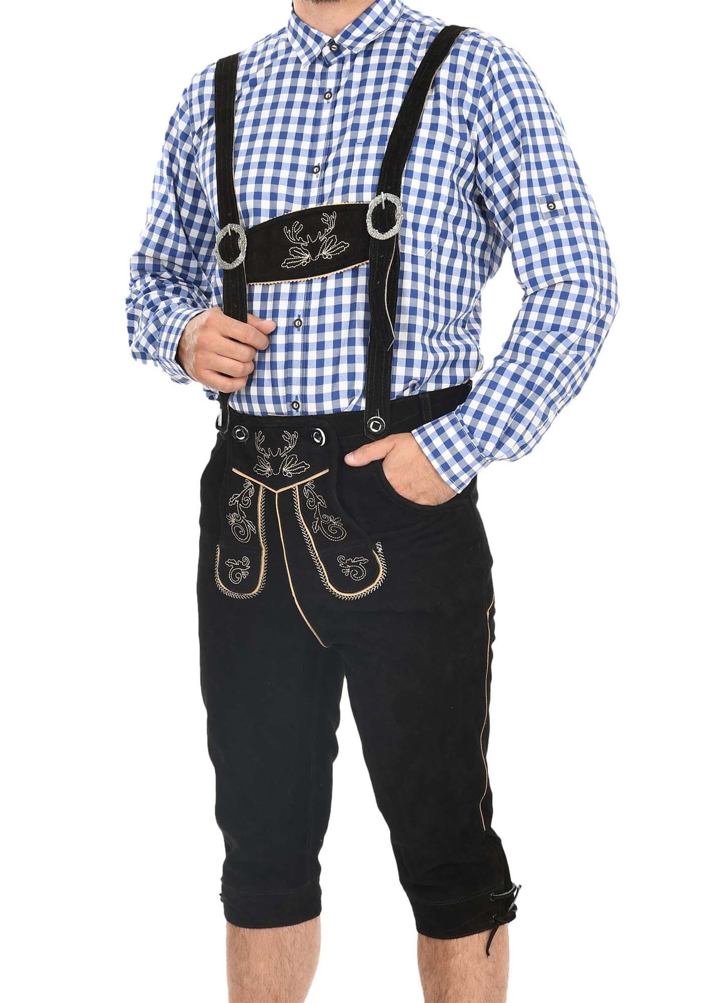 Alessandro Salvarini Trachtenlederhose ASSeppl Lederhose aus Echtleder mit Träger im traditionellen Stil
