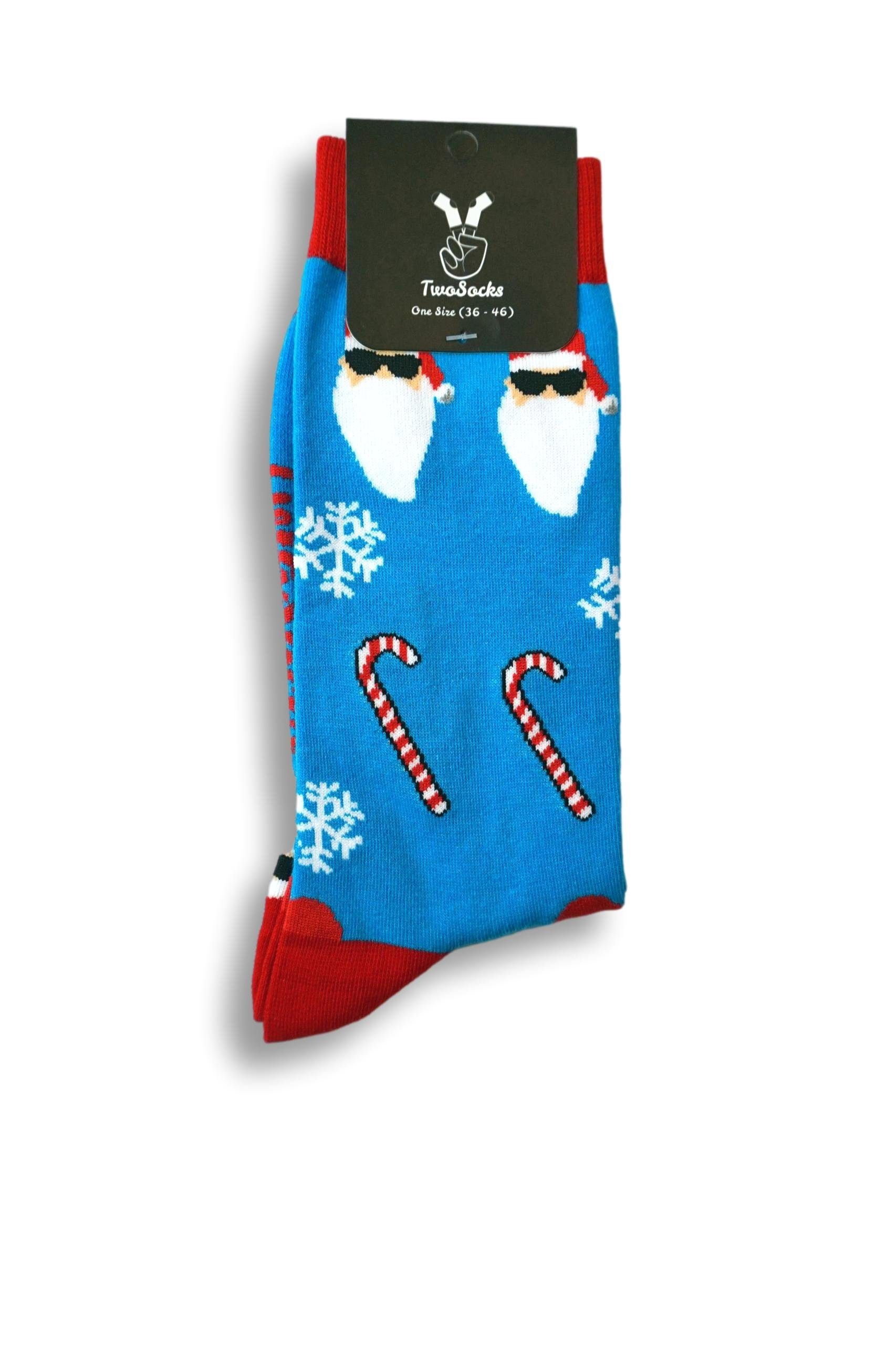 Socken Weihnachtssocken (3 Damen Herren Einheitsgröße Freizeitsocken und Paar) TwoSocks Santa lustige
