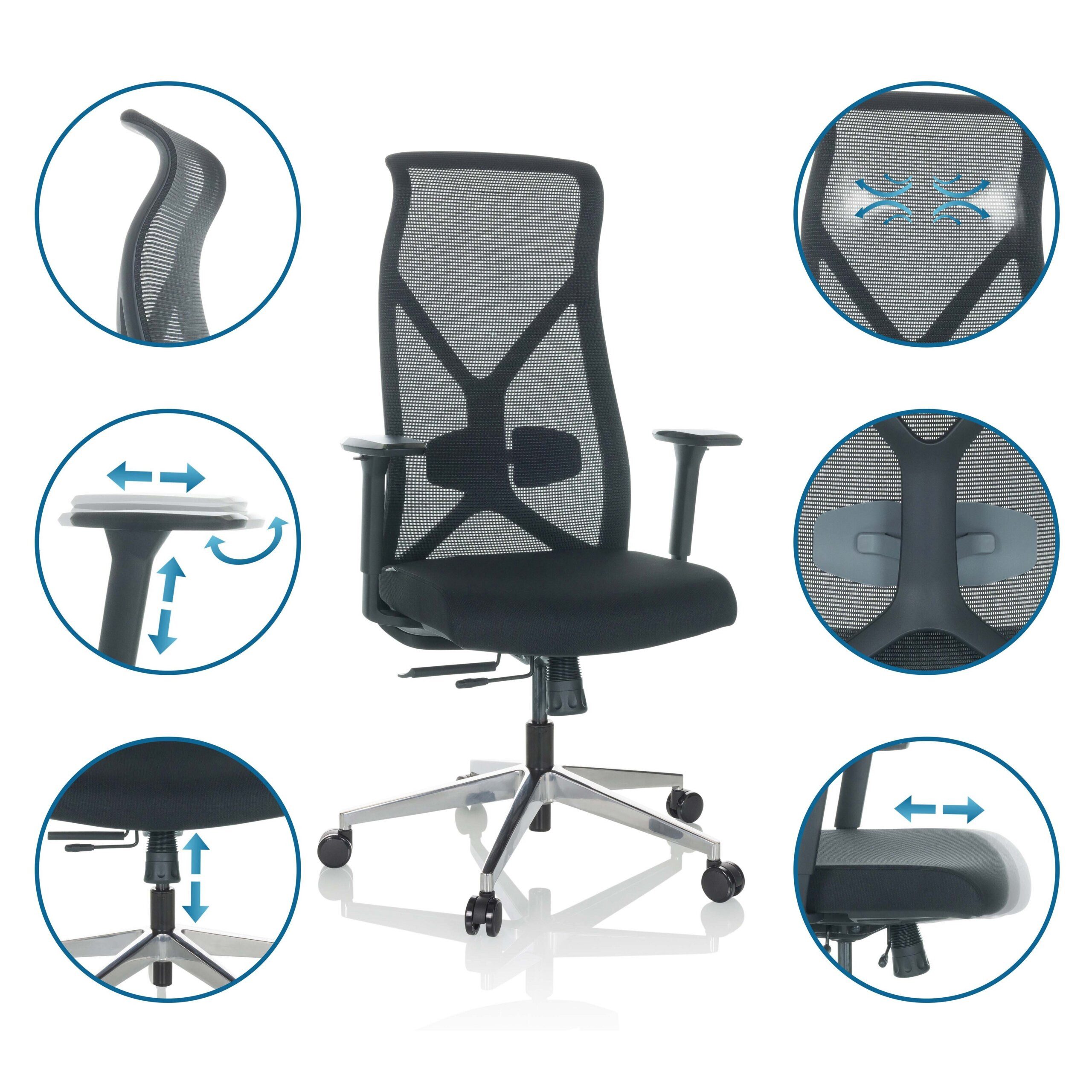 hjh OFFICE Drehstuhl Profi Bürostuhl Azurro B Stoff / Netzstoff (1 St), Ergonomischer Chefsessel, Schreibtischstuhl höhenverstellbar