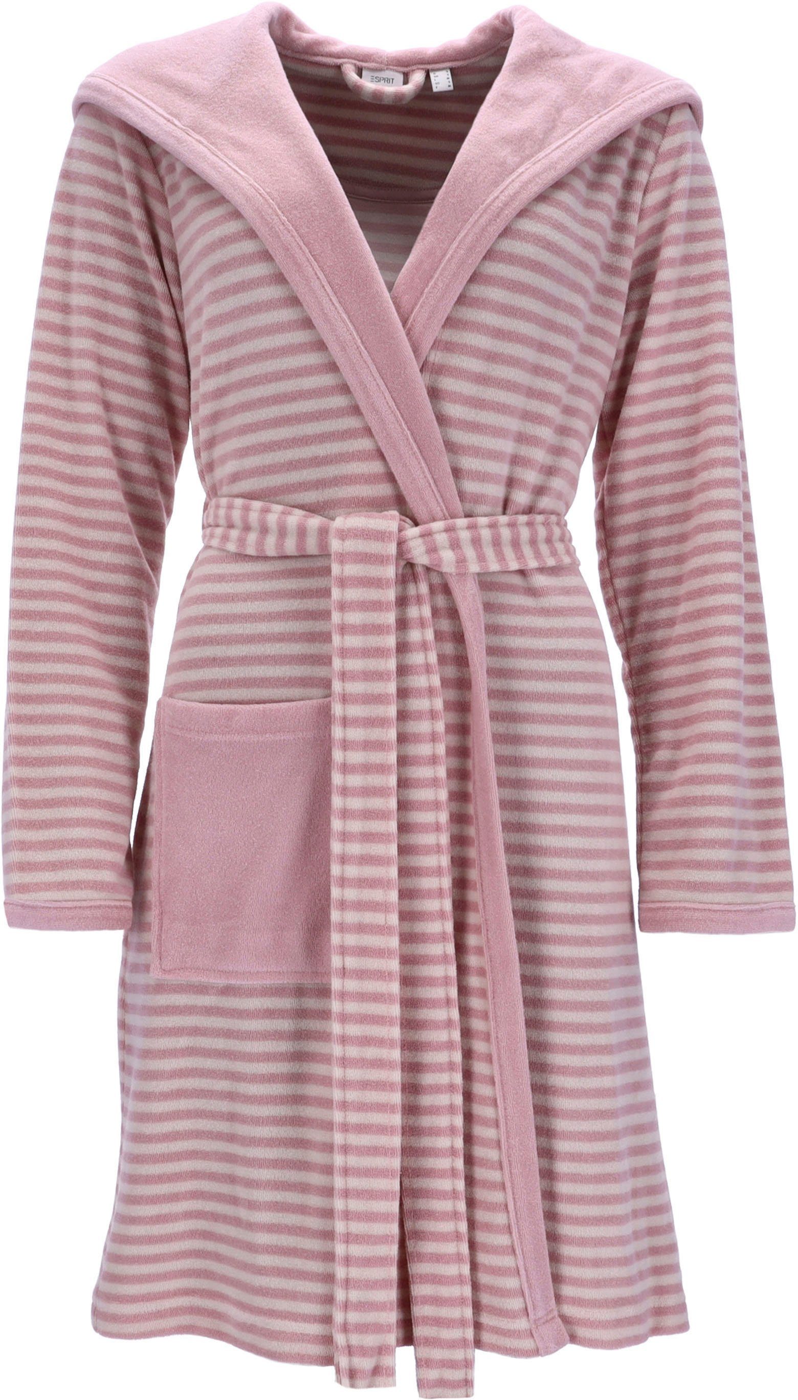Esprit Damenbademantel Striped Hoody, Kurzform, Jersey, Kapuze, Gürtel, ges günstig online kaufen