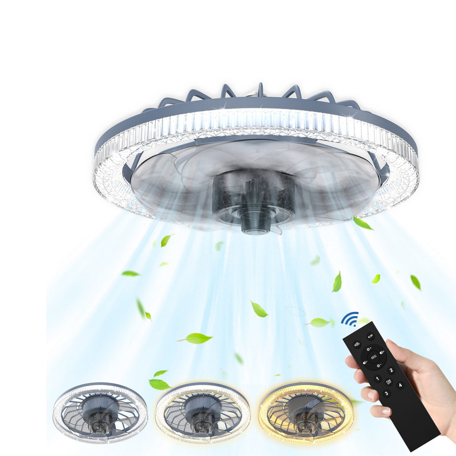 FIVMEN Deckenventilator 60W LED Deckenventilator E27 mit Beleuchtung, Venti günstig online kaufen