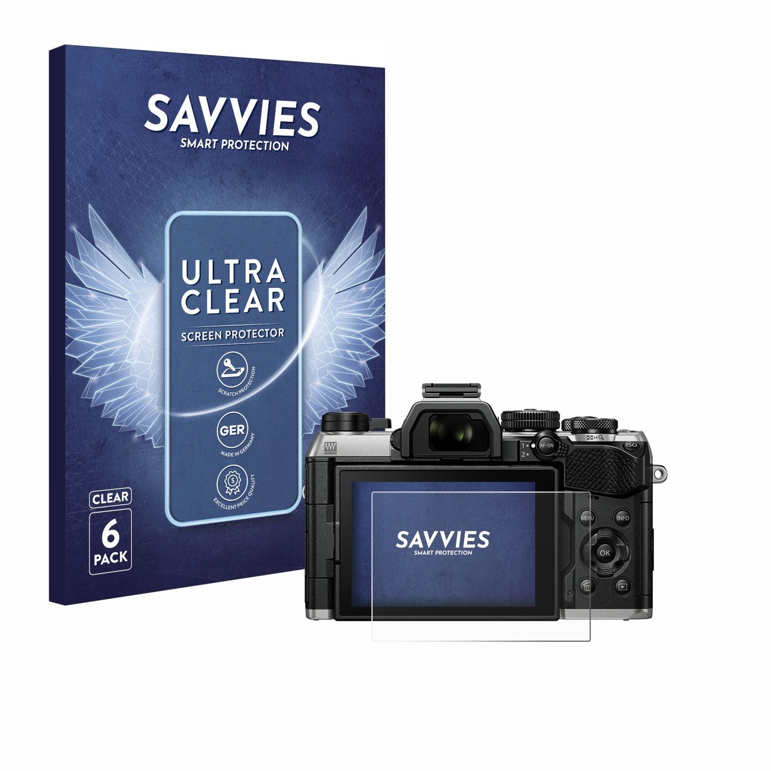 Savvies Displayschutzfolie Schutzfolie für Olympus OM System OM-5 Mark II, 6 Stück, Displayschutz Schutz Folie Klar Transparent