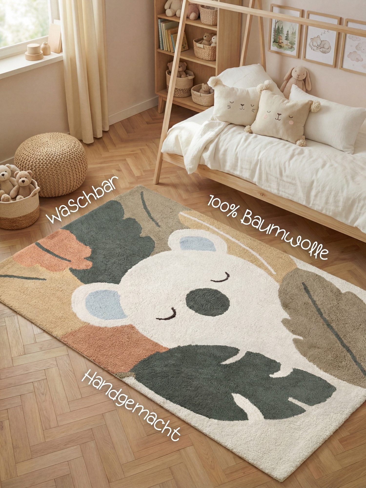 HANSE Home Kinderteppich Rio, rechteckig, Höhe: 10 mm, Waschbar, Handgemacht, Baumwolle, Rutschfest Spielteppich Kinderzimmer
